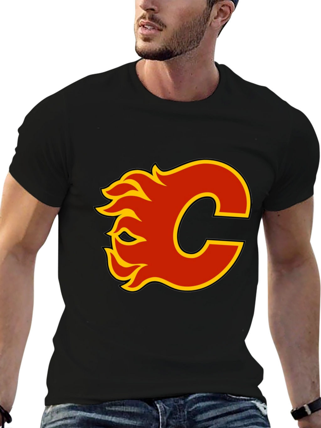 Calgary Flames Logo Black T-Shirt