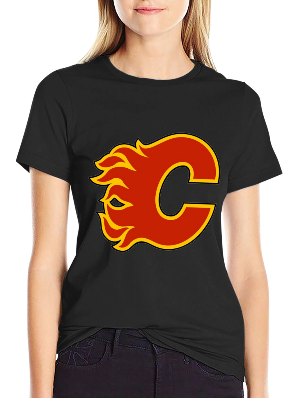 Calgary Flames Logo Black T-Shirt