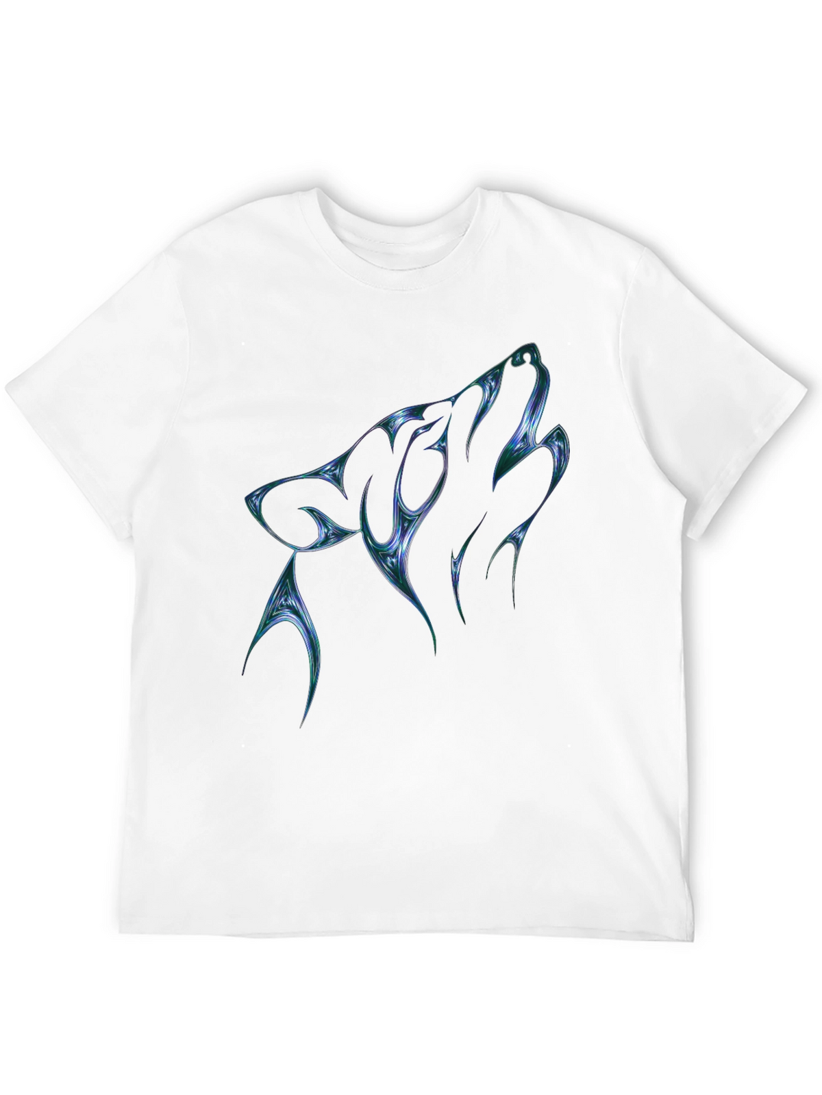 Mens Black T-Shirt with Abstract Wolf Graphic