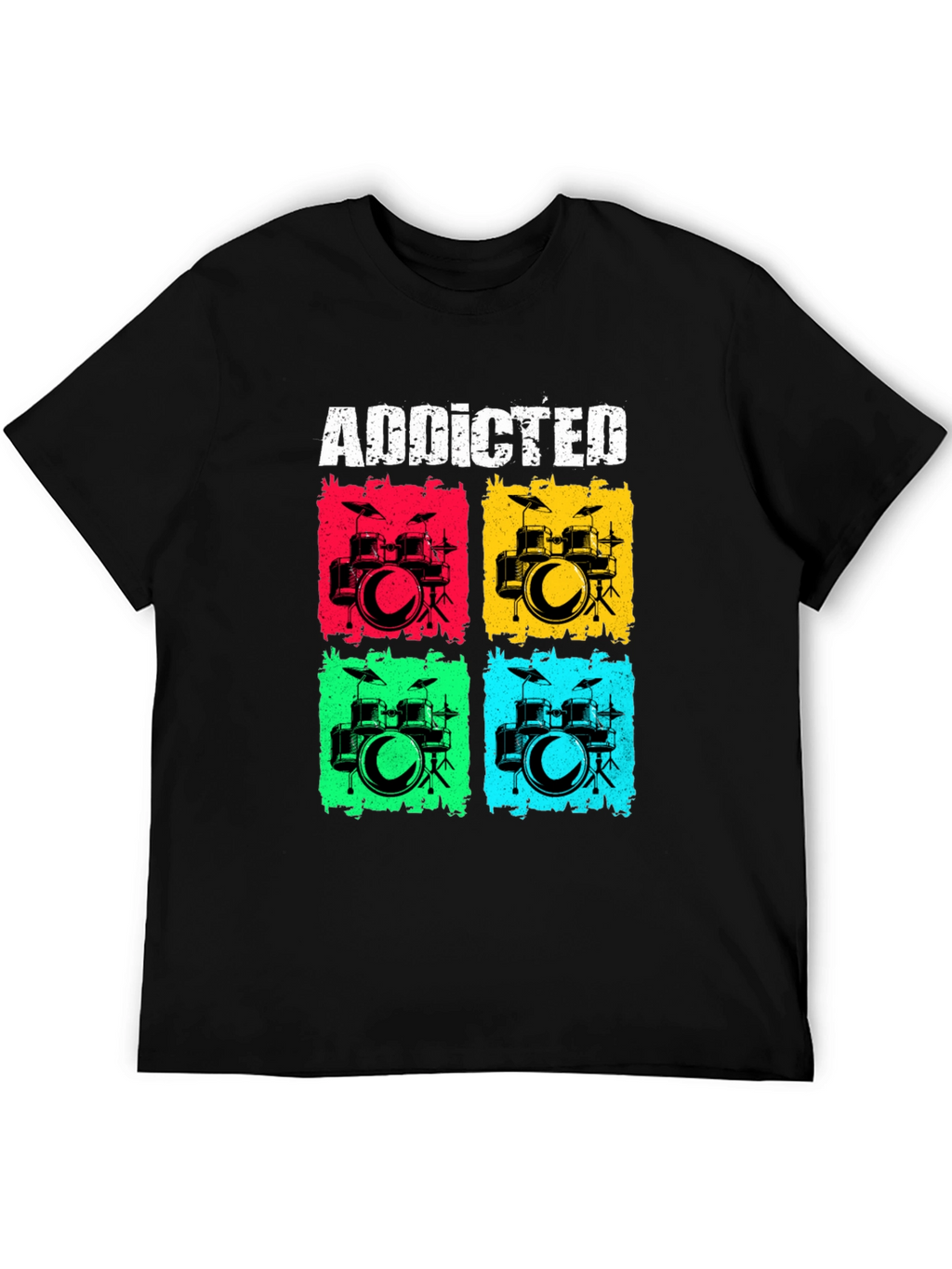 Addicted Drums Graphic Tee - Black Cotton T-Shirt