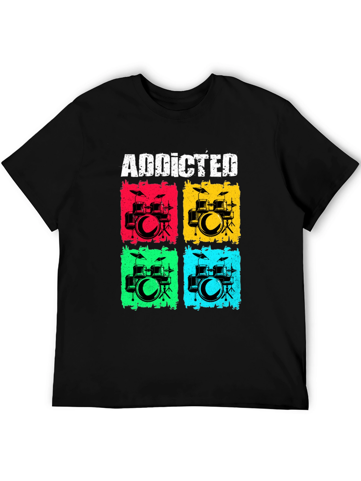 Addicted Drums Graphic Tee - Black Cotton T-Shirt