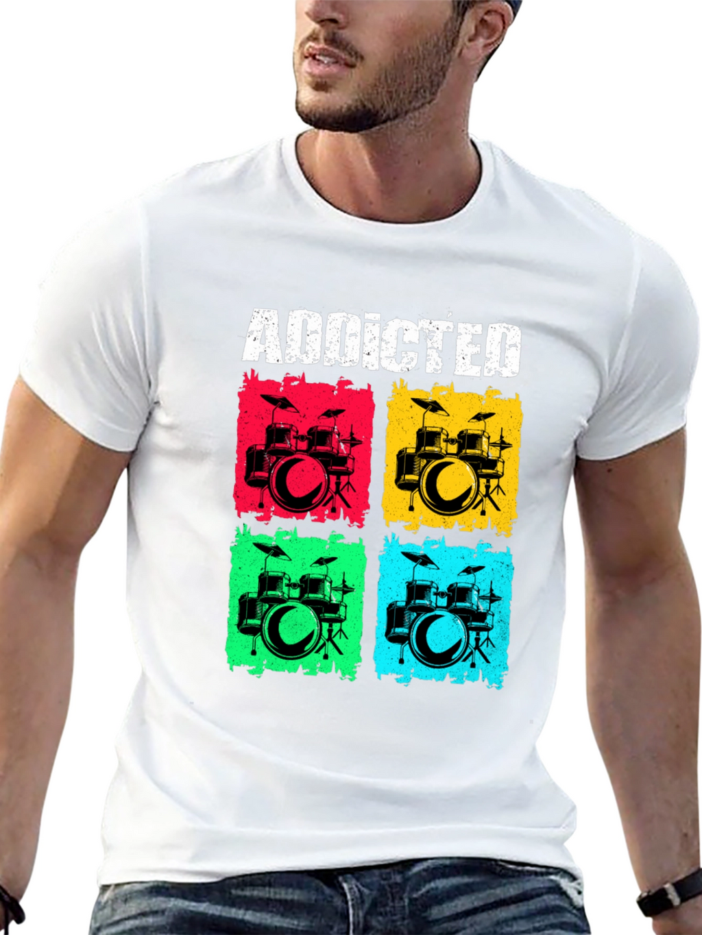 Addicted Drums Graphic Tee - Black Cotton T-Shirt
