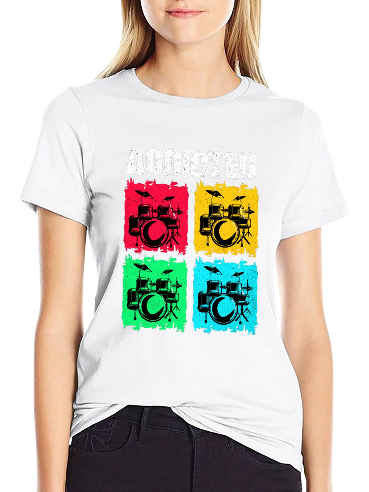 Addicted Drums Graphic Tee - Black Cotton T-Shirt