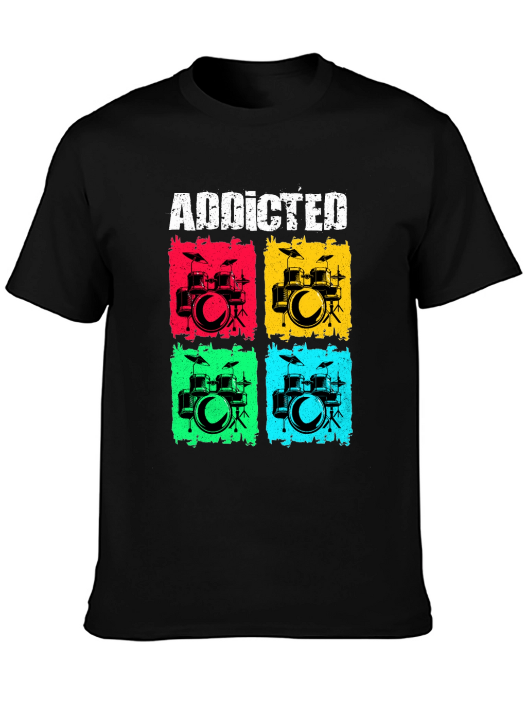 Addicted Drums Graphic Tee - Black Cotton T-Shirt