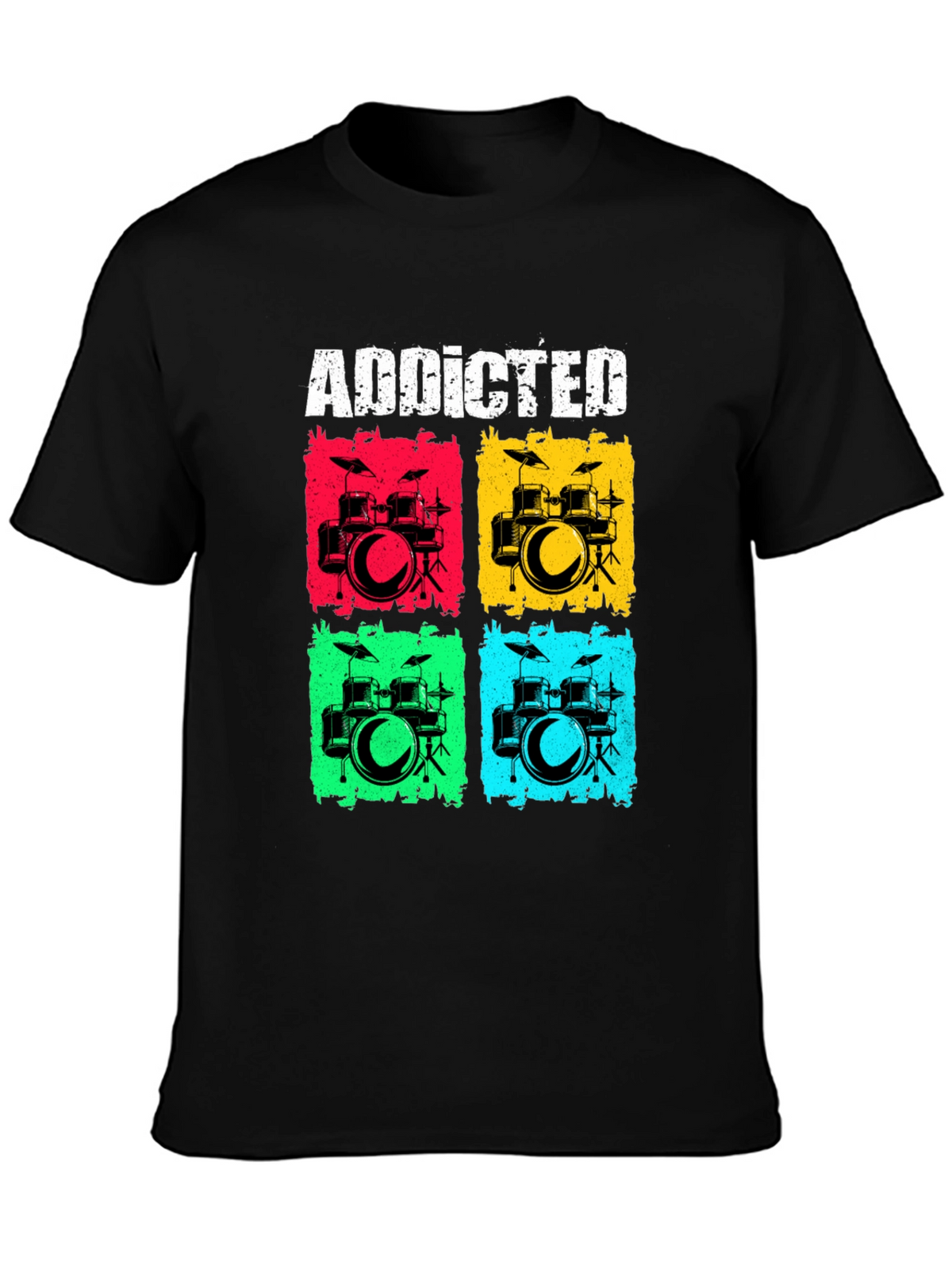 Addicted Drums Graphic Tee - Black Cotton T-Shirt