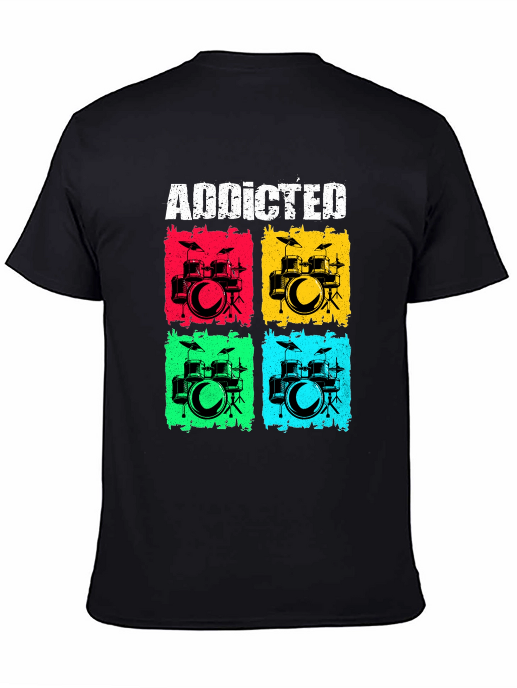 Addicted Drums Graphic Tee - Black Cotton T-Shirt