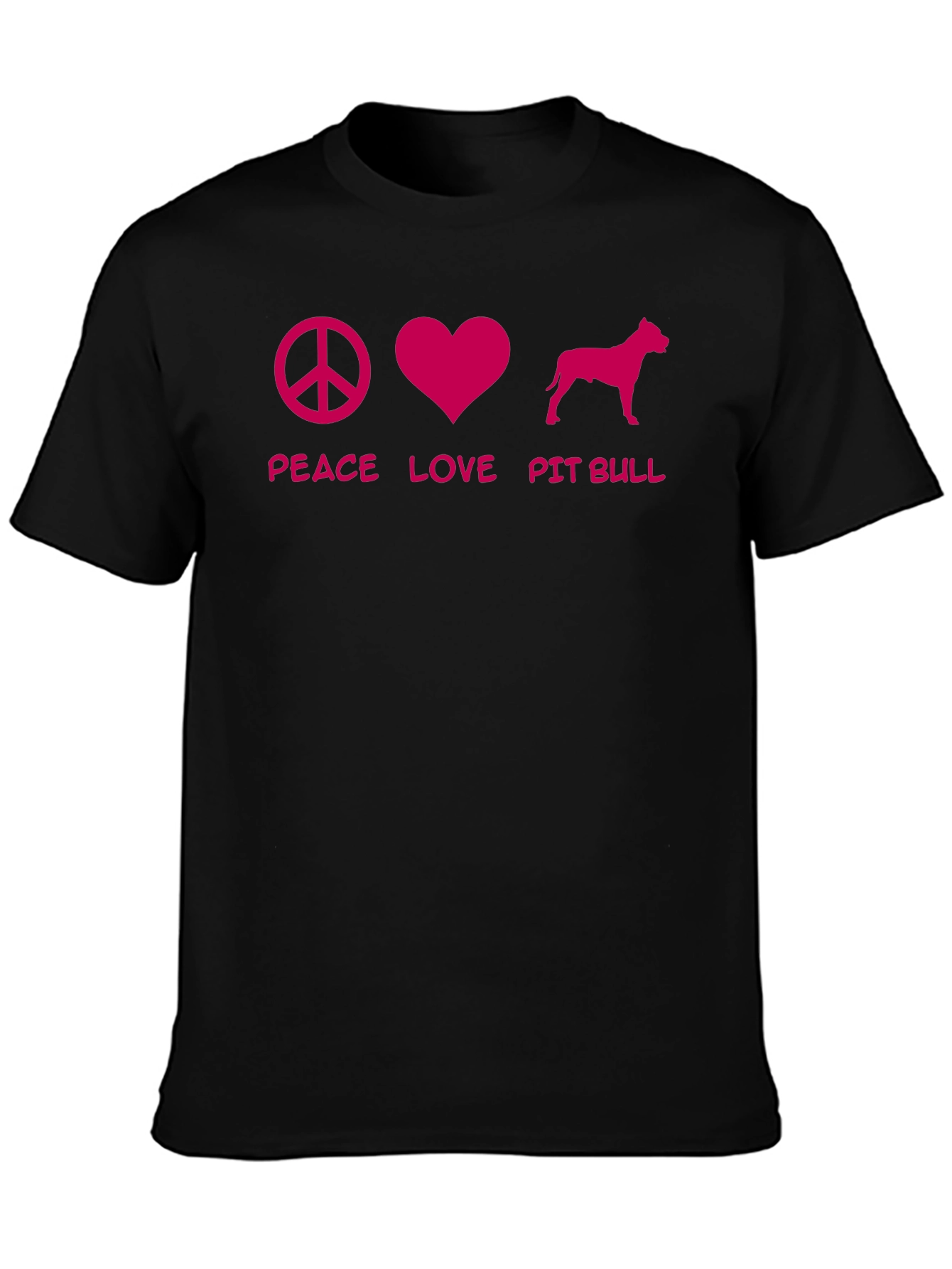 Peace Love Pit Bull Black T-Shirt