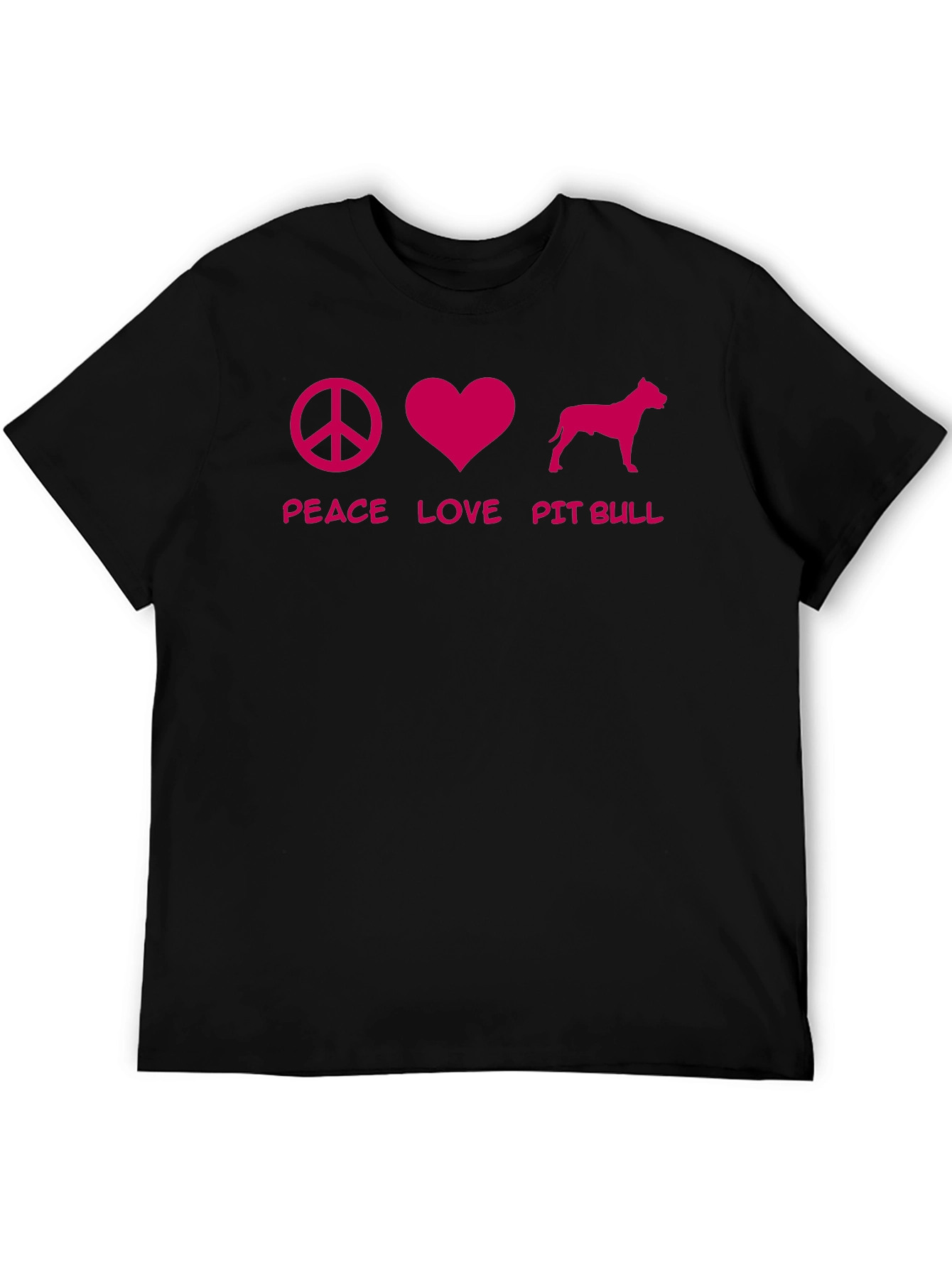Peace Love Pit Bull Black T-Shirt