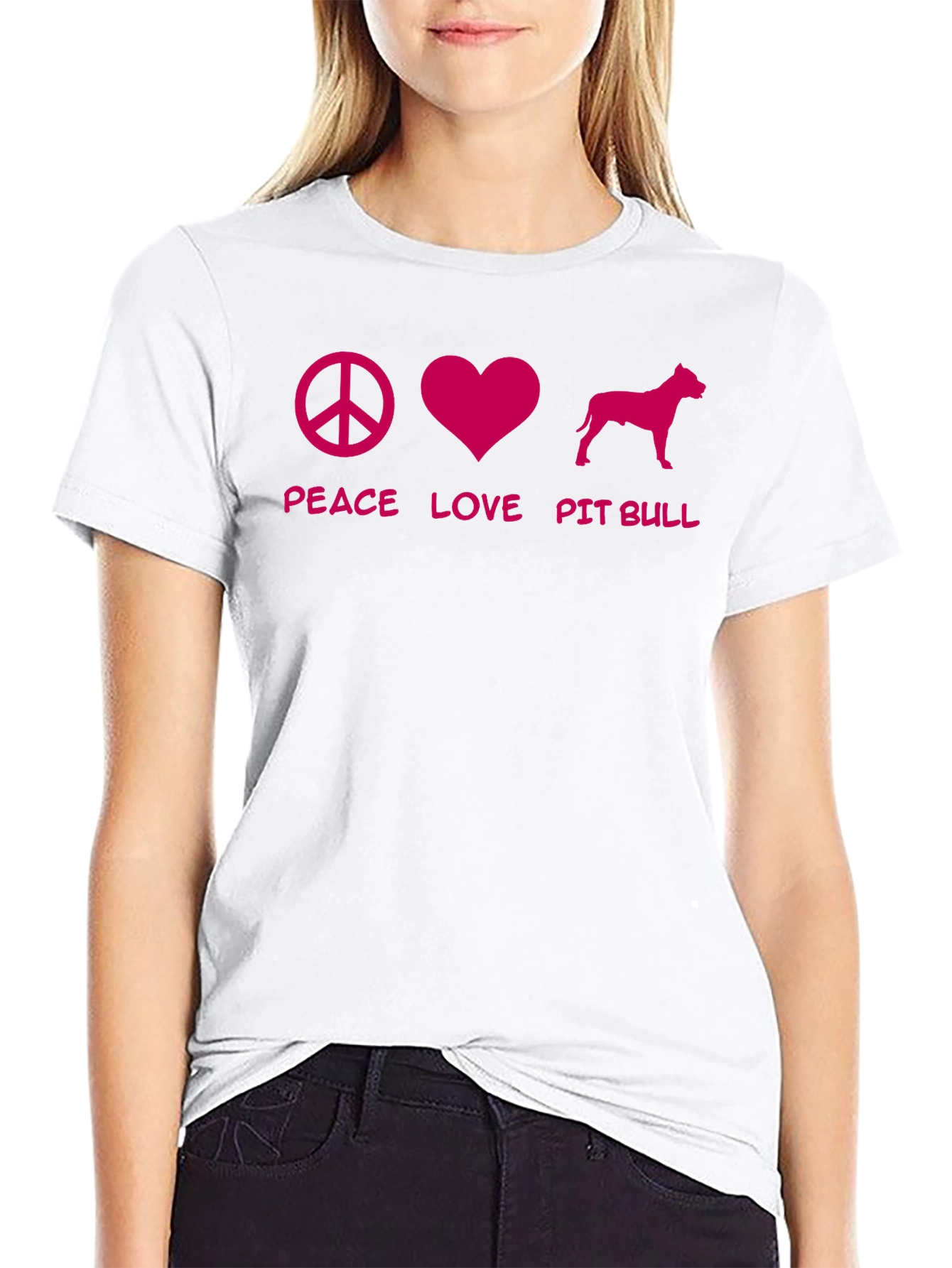 Peace Love Pit Bull Black T-Shirt