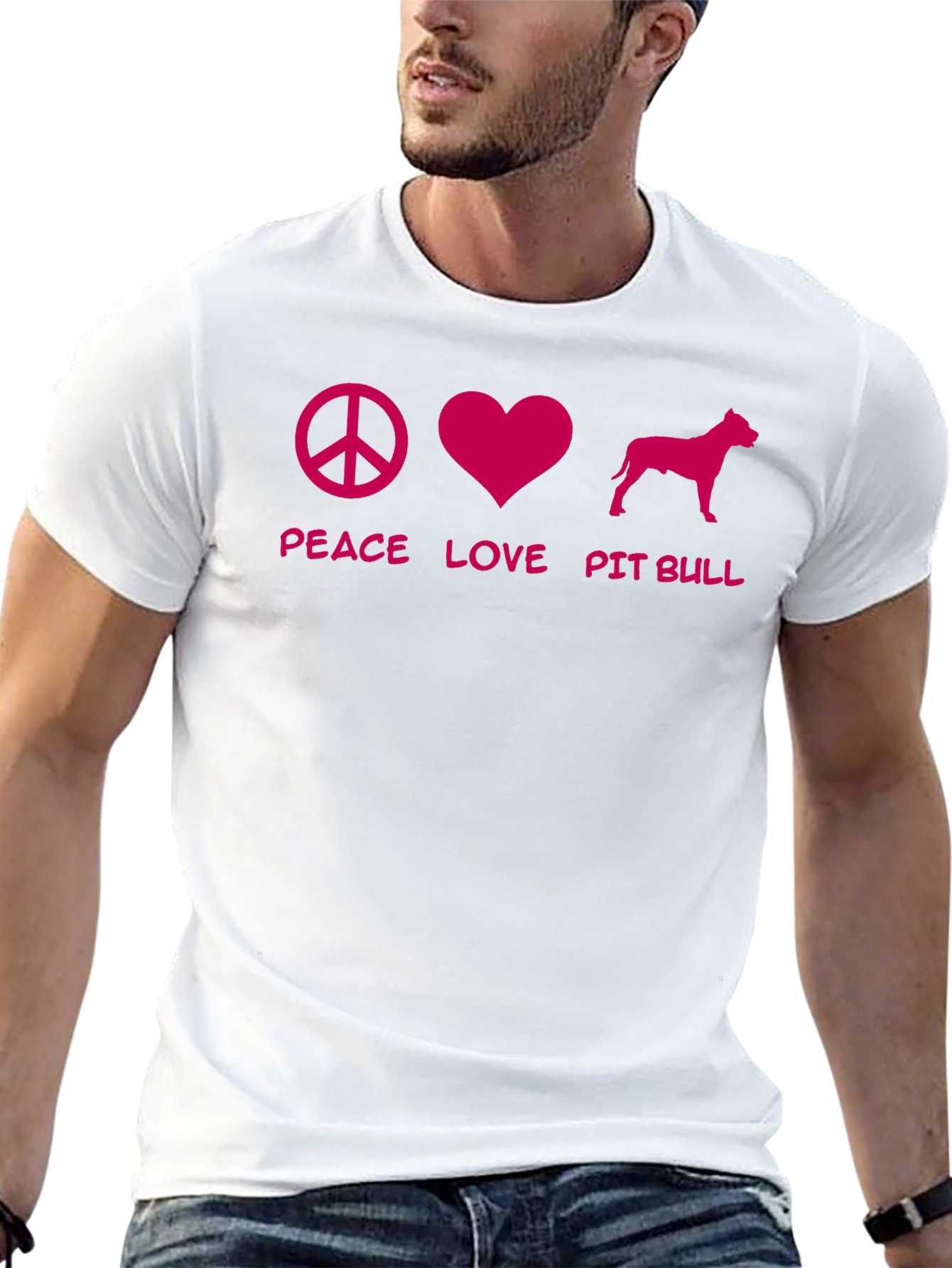 Peace Love Pit Bull Black T-Shirt