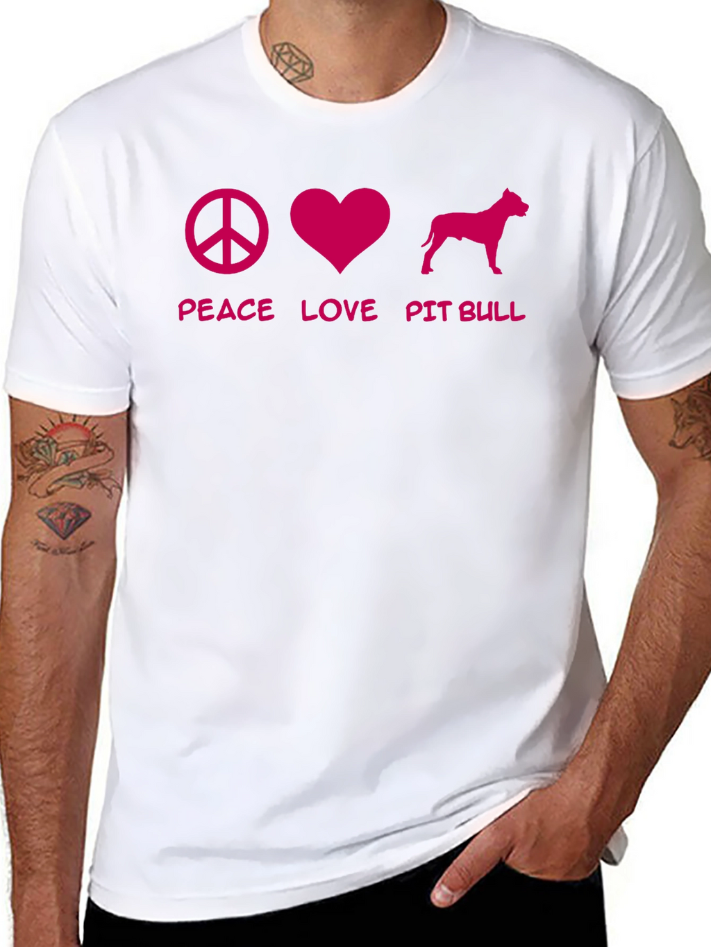 Peace Love Pit Bull Black T-Shirt