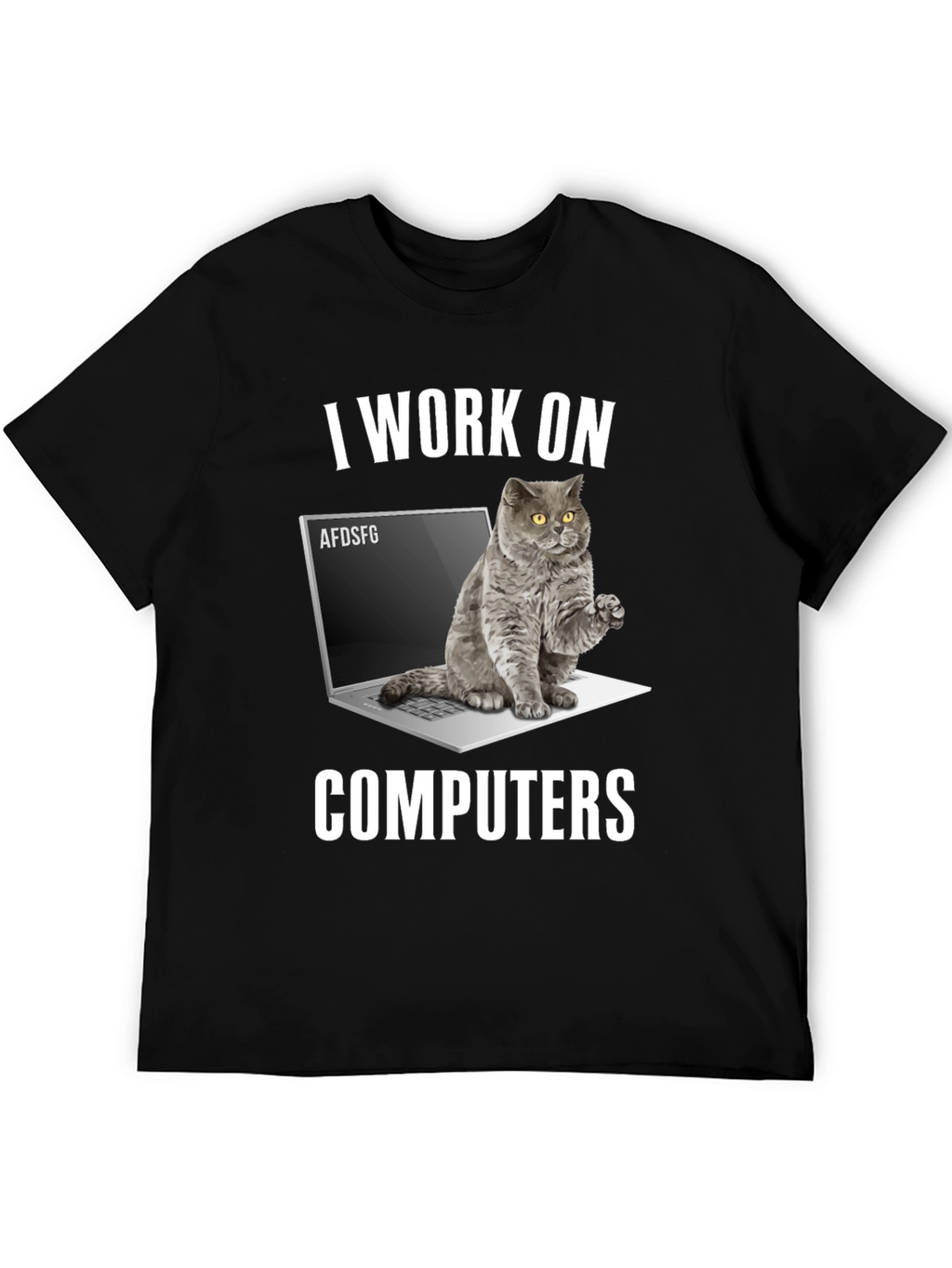 I Work on Computers Cat T-Shirt