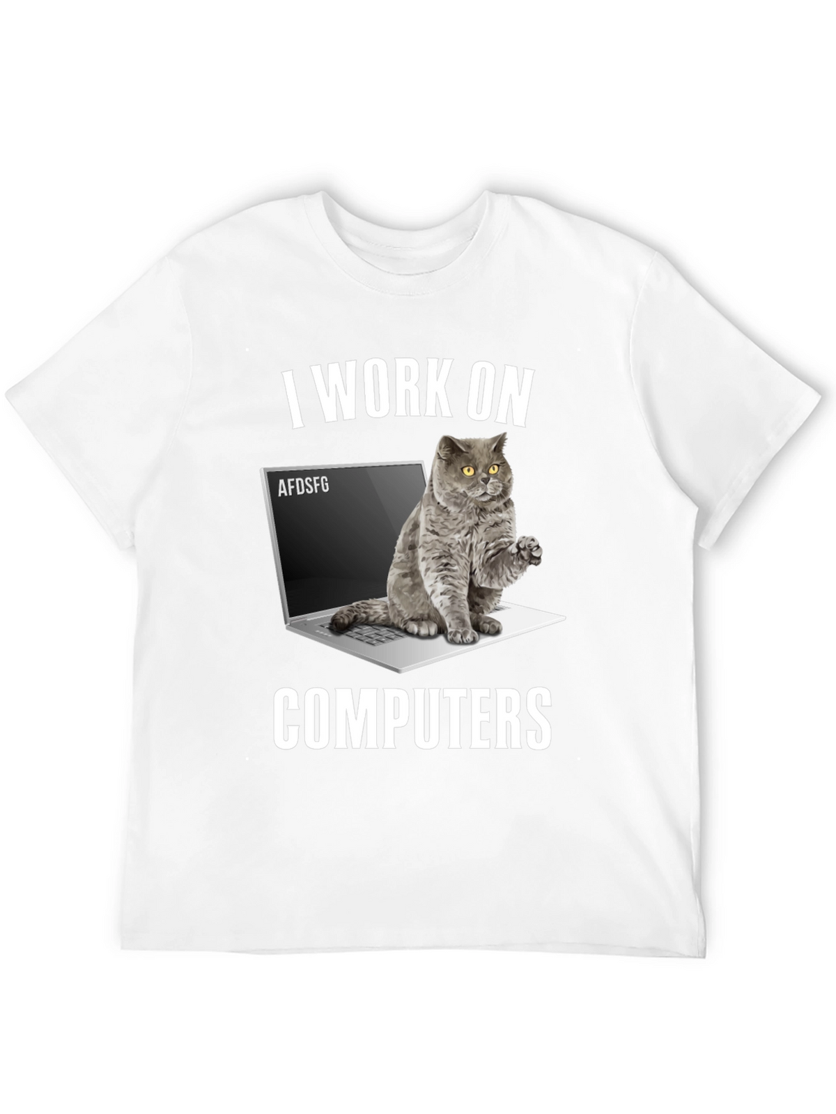I Work on Computers Cat T-Shirt