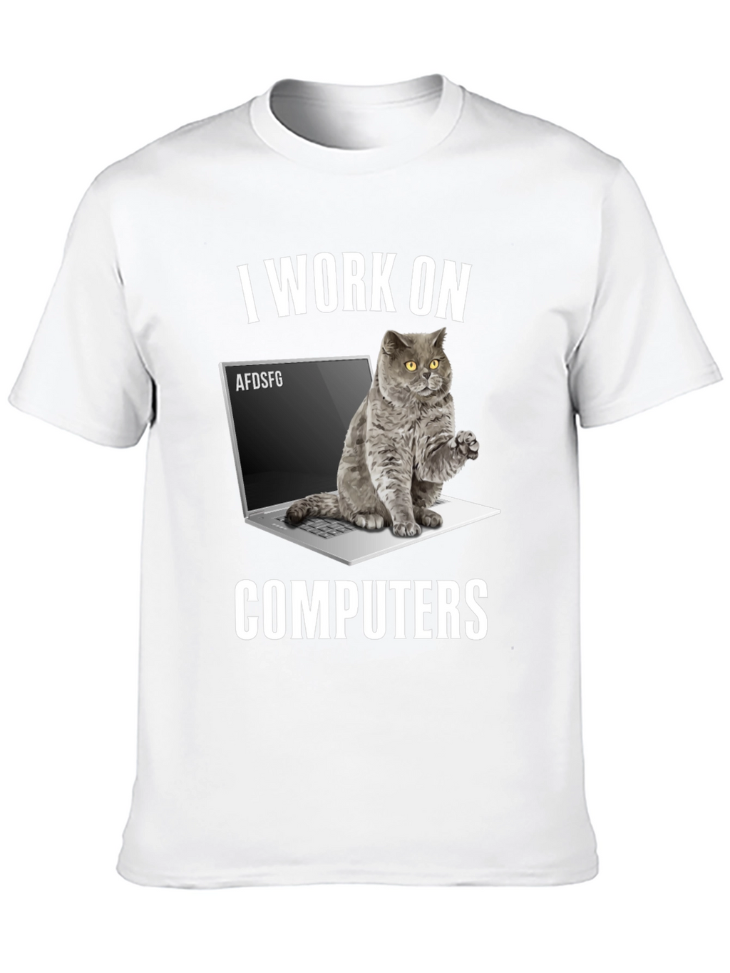 I Work on Computers Cat T-Shirt