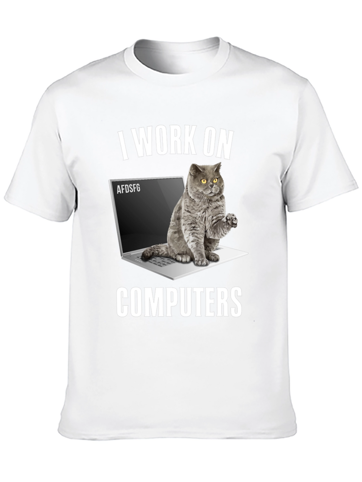 I Work on Computers Cat T-Shirt