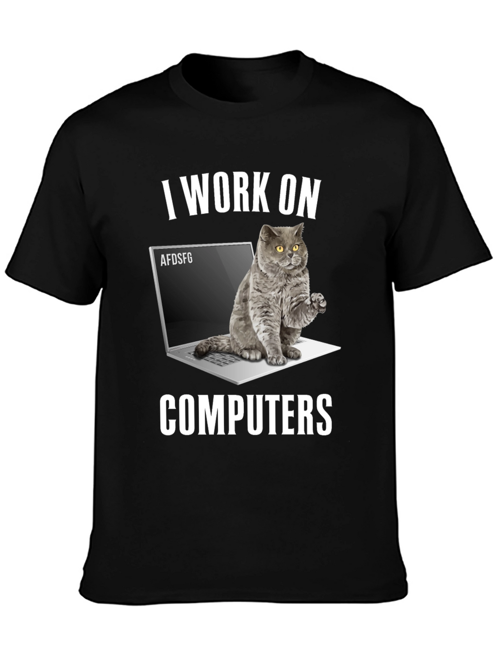I Work on Computers Cat T-Shirt