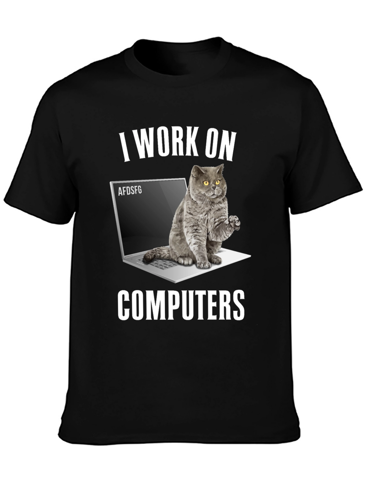 I Work on Computers Cat T-Shirt