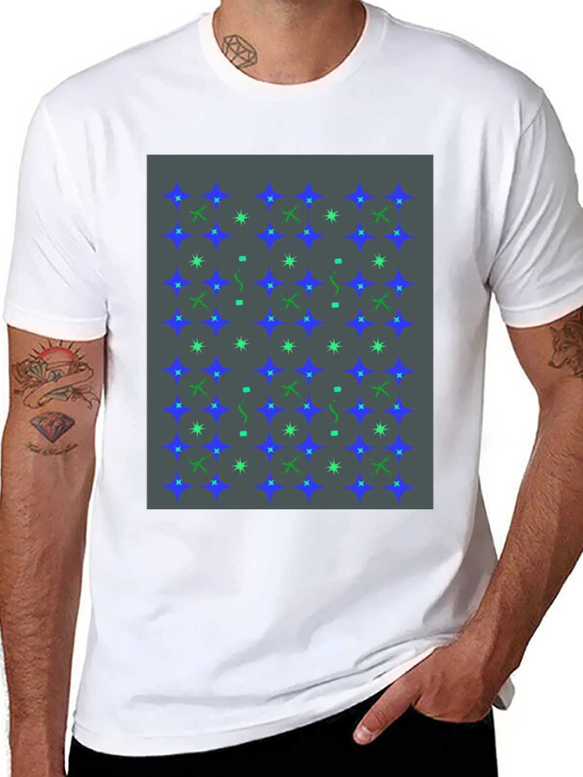 Star Pattern Black T-Shirt