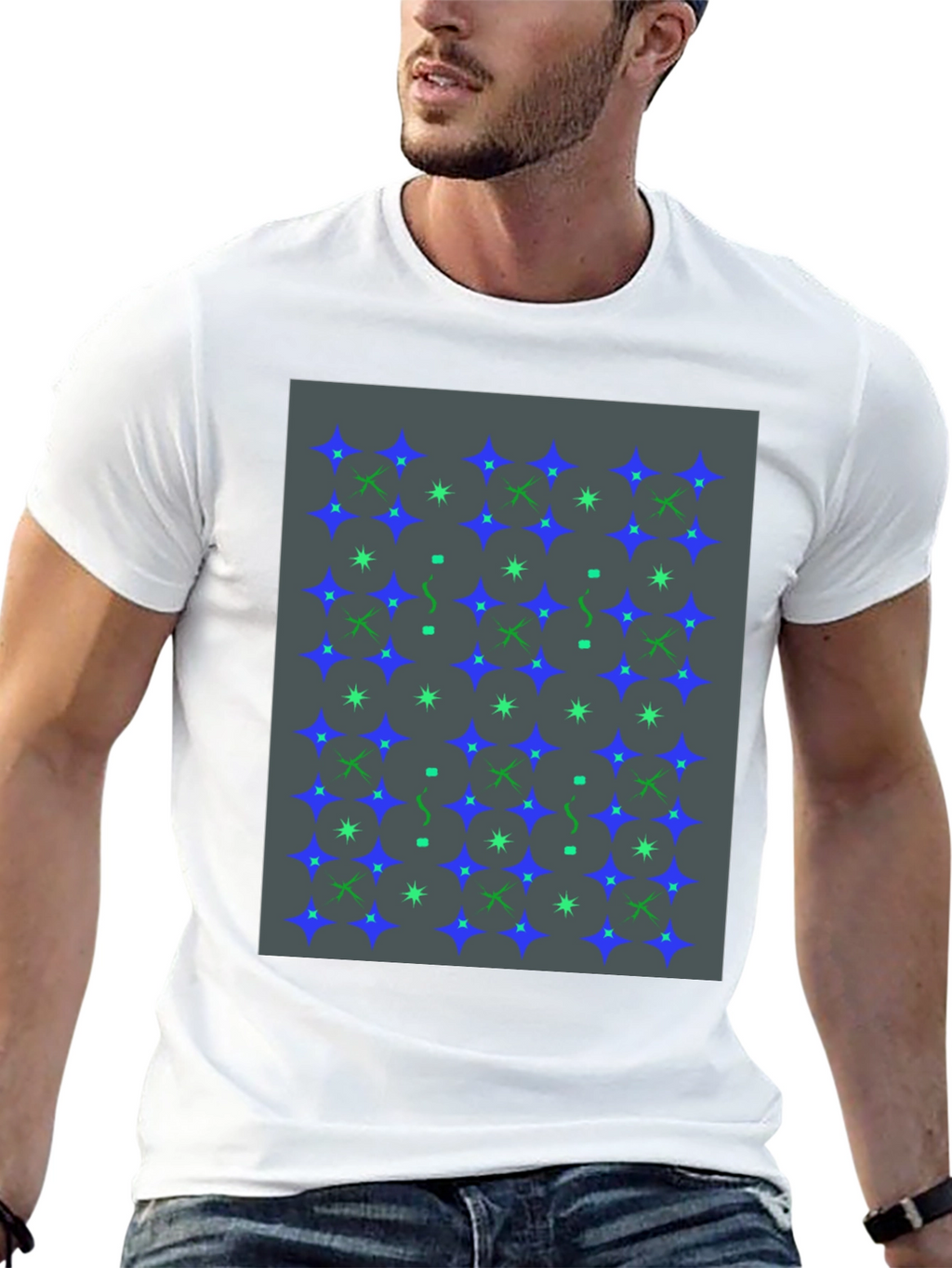 Star Pattern Black T-Shirt