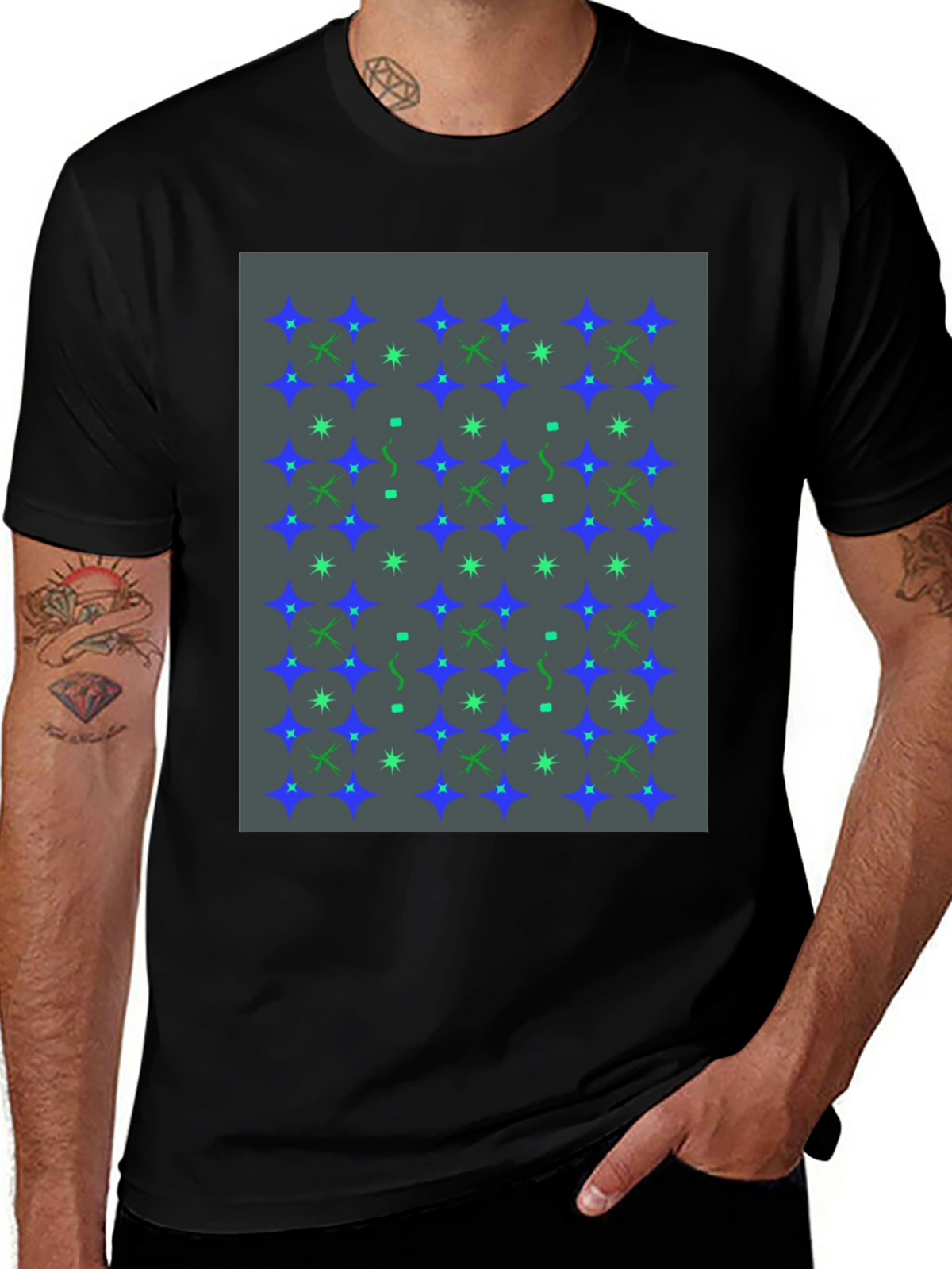 Star Pattern Black T-Shirt