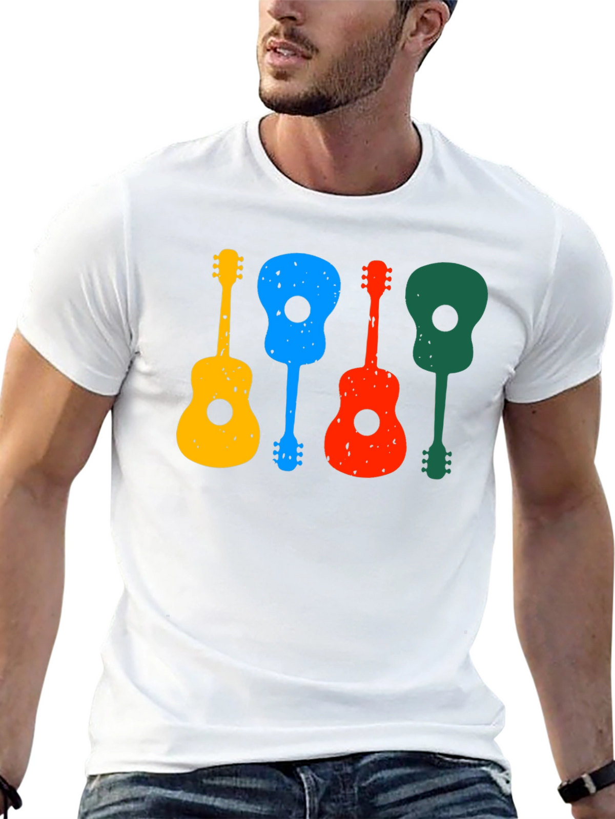 Colorful Guitars Black T-Shirt