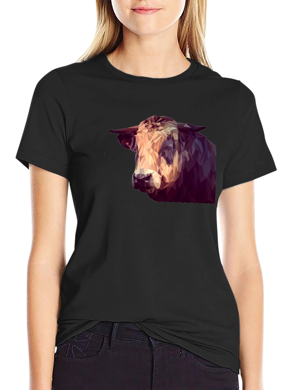 Geometric Bull Graphic Tee - Modern Animal Print Shirt