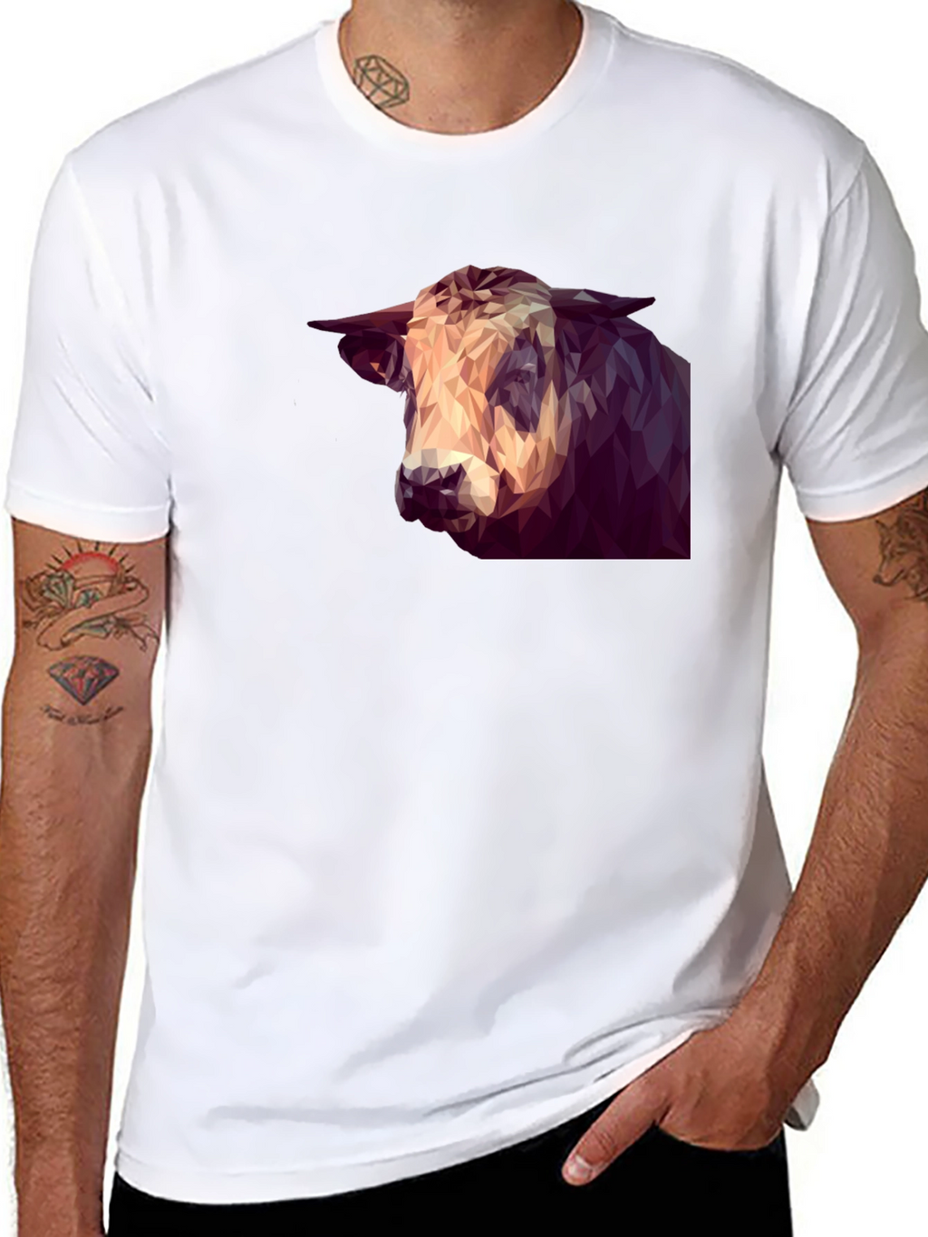 Geometric Bull Graphic Tee - Modern Animal Print Shirt