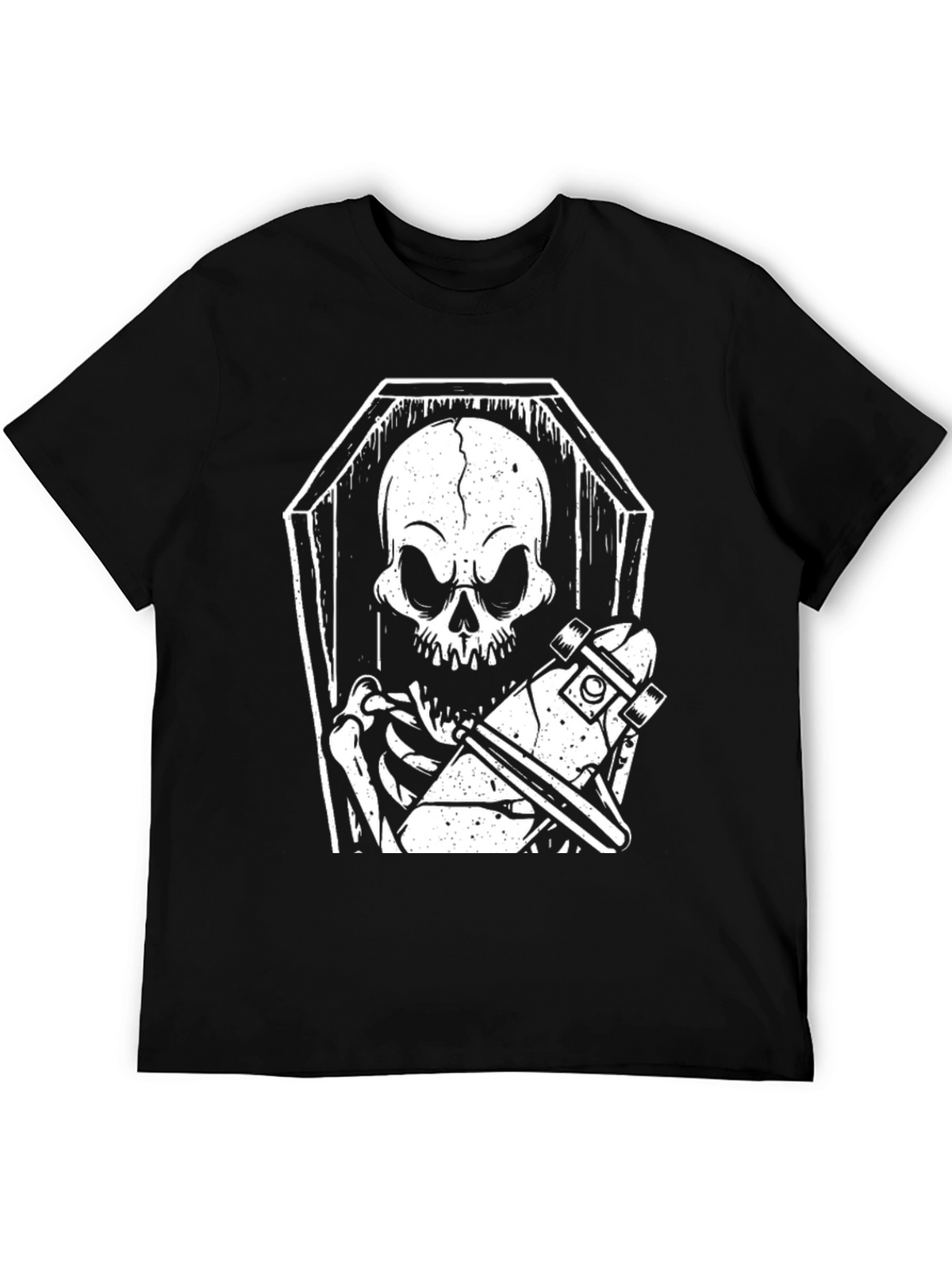 Skeleton Skateboard Coffin Graphic Tee