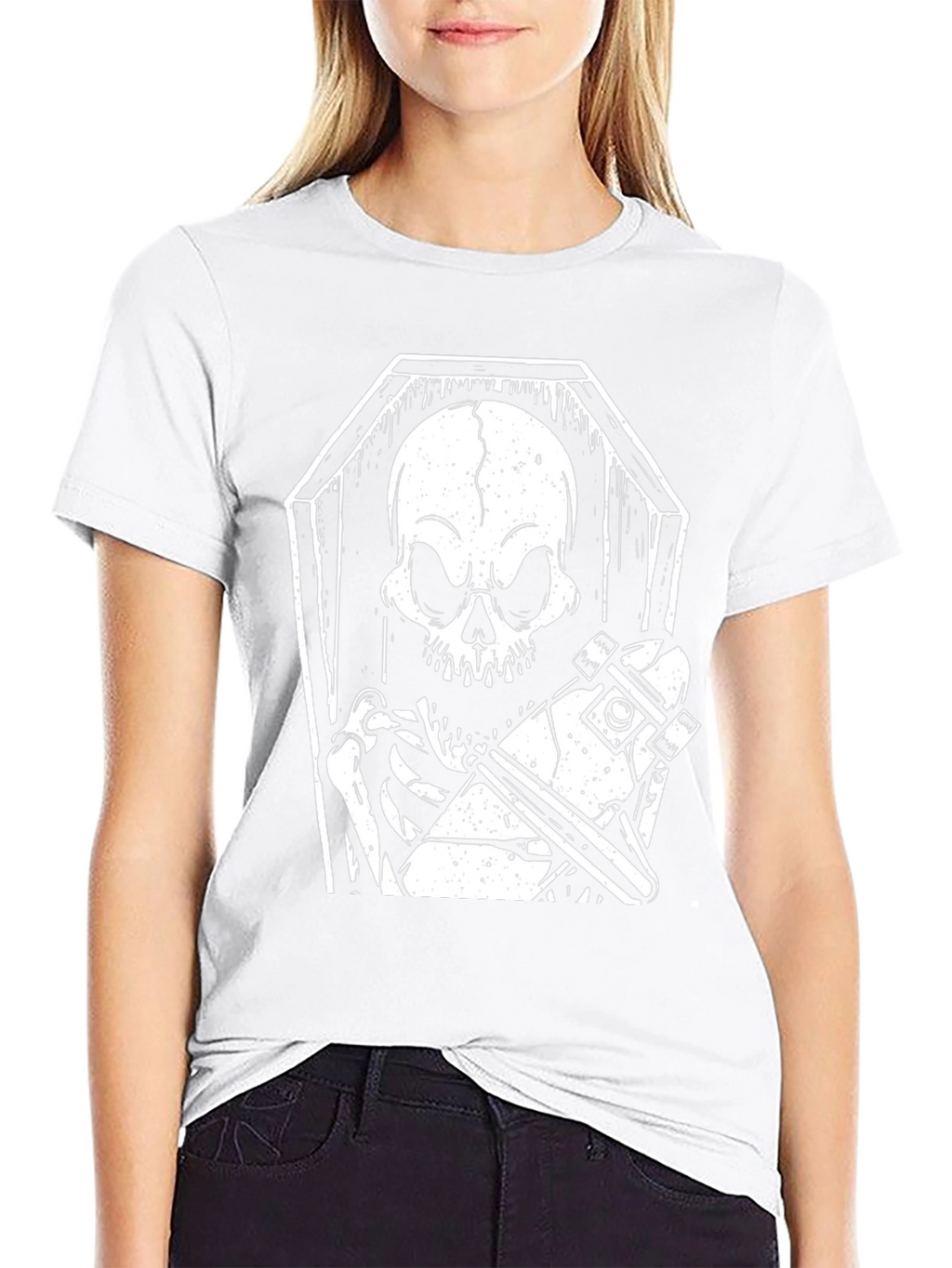 Skeleton Skateboard Coffin Graphic Tee