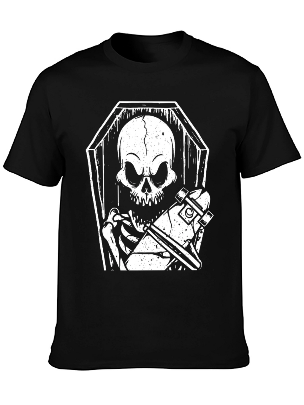 Skeleton Skateboard Coffin Graphic Tee