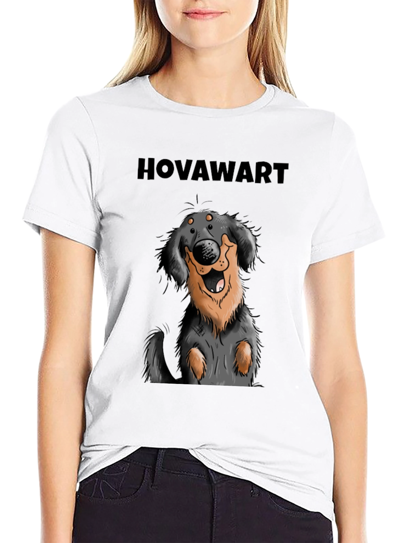 Hovawart Dog Graphic Tee - Black Cotton T-Shirt