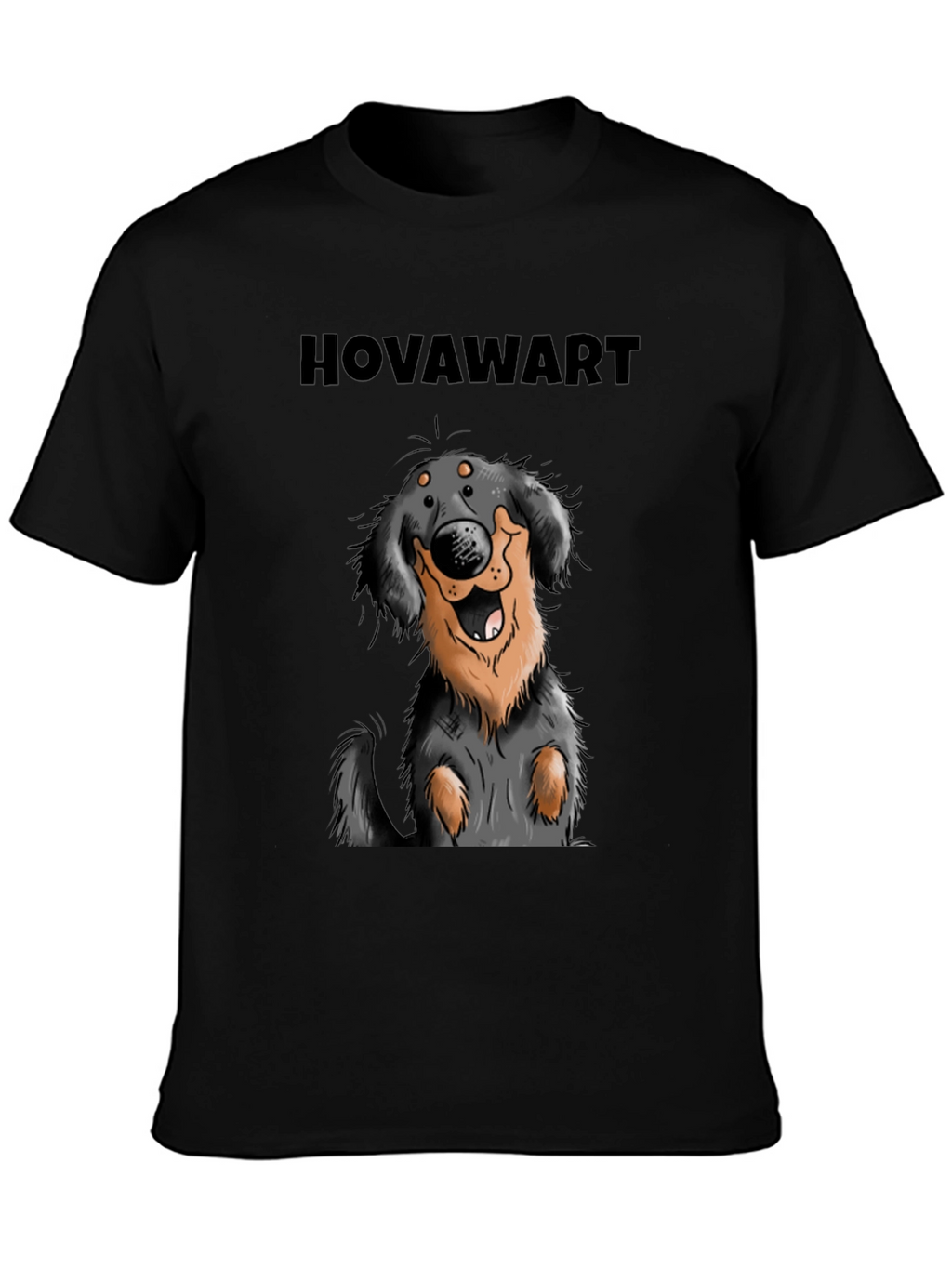 Hovawart Dog Graphic Tee - Black Cotton T-Shirt