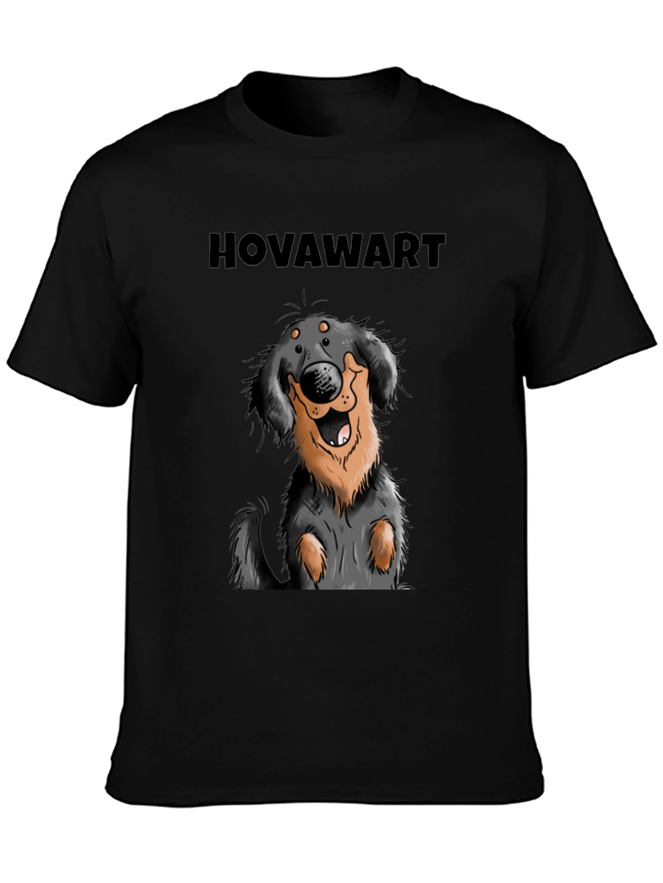 Hovawart Dog Graphic Tee - Black Cotton T-Shirt