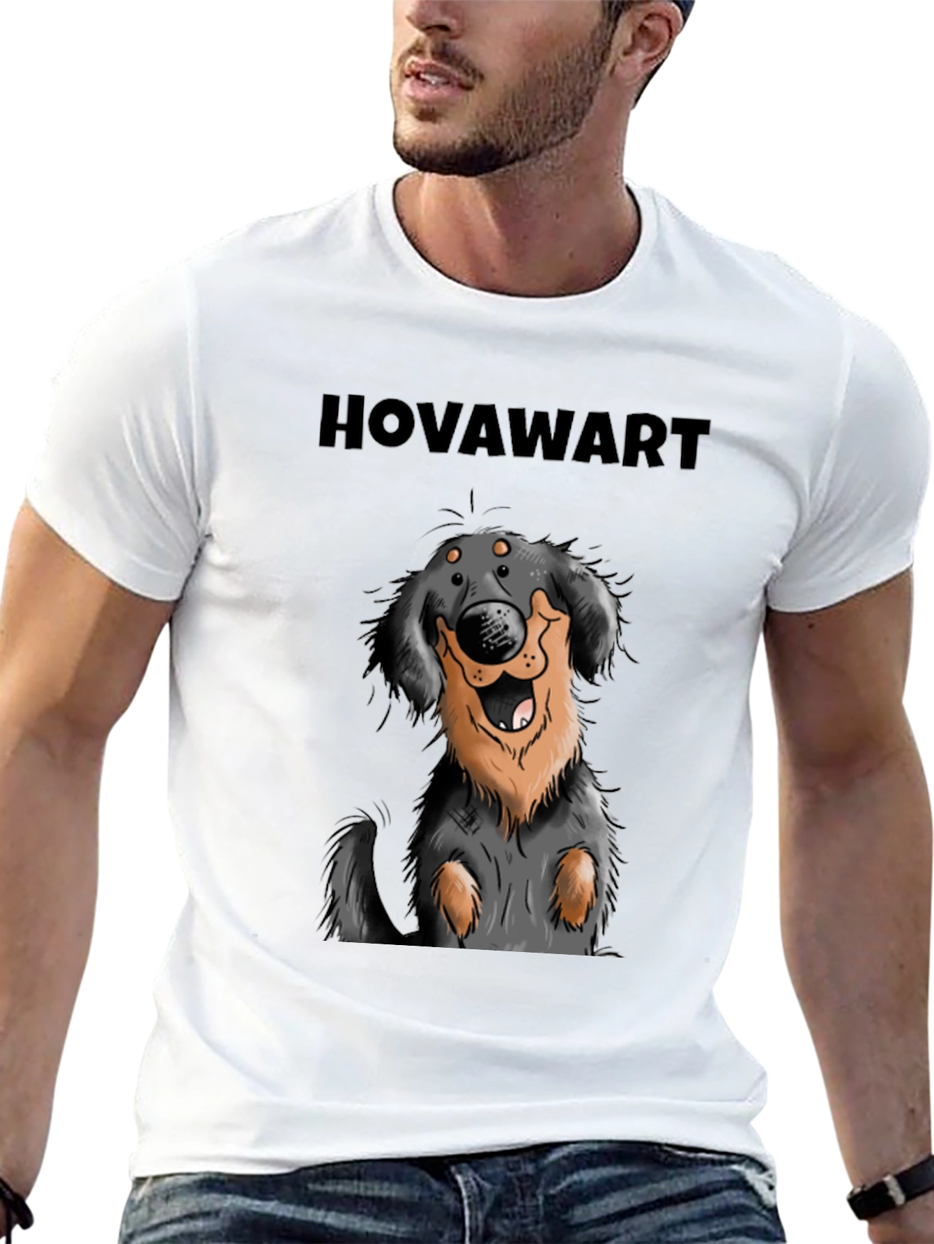 Hovawart Dog Graphic Tee - Black Cotton T-Shirt
