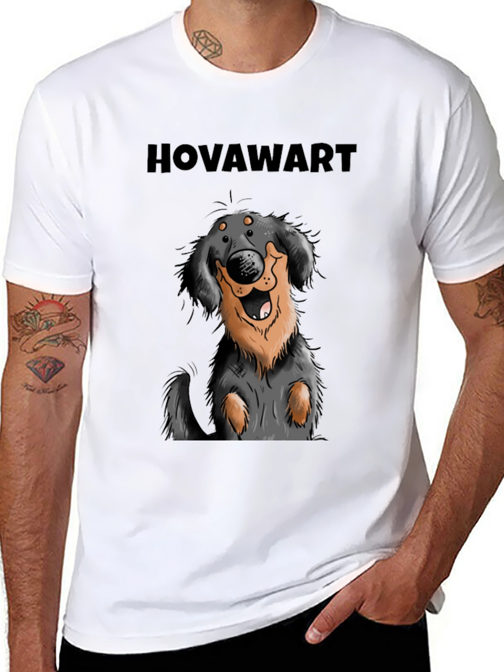 Hovawart Dog Graphic Tee - Black Cotton T-Shirt