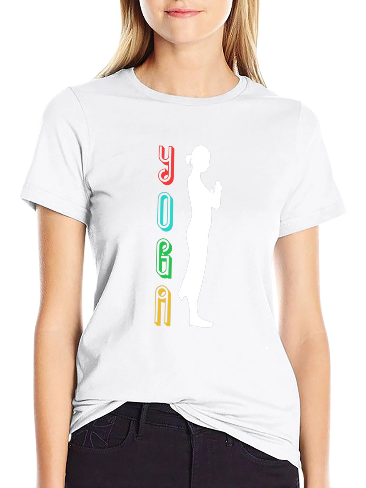 Yoga Silhouette Graphic Tee - Black Cotton Shirt
