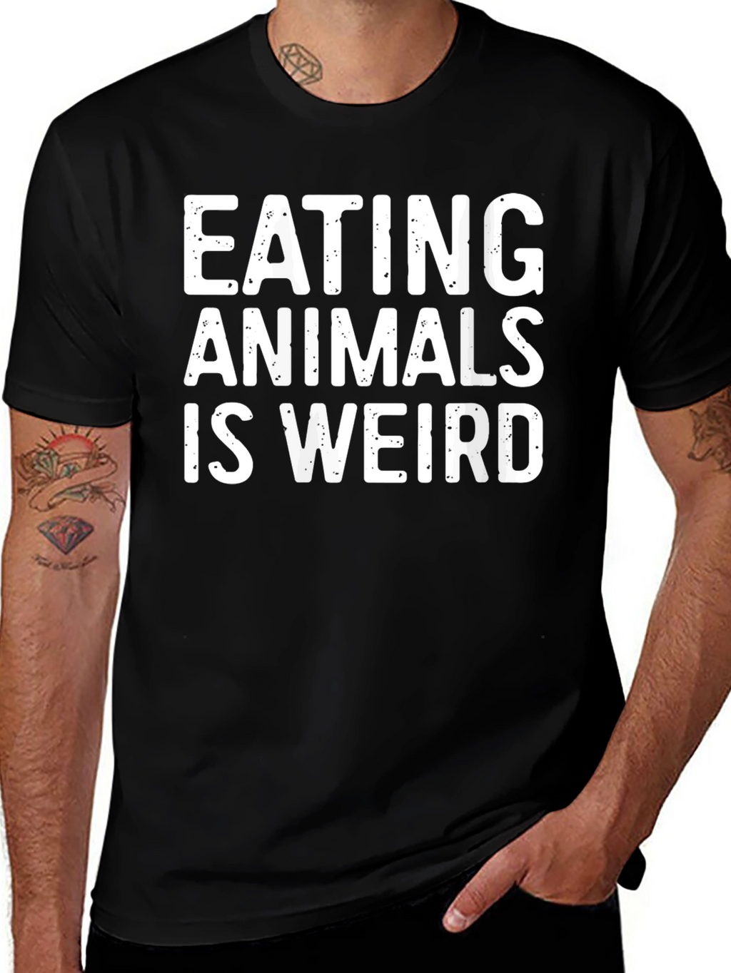 Eating Animals Is Weird Graphic Tee - Black