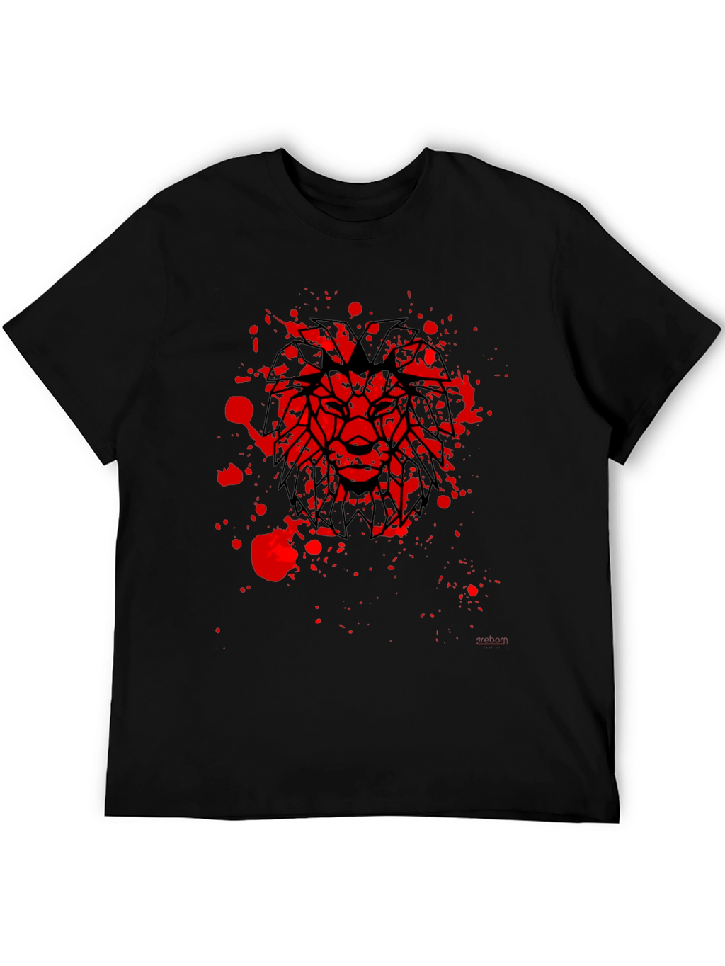 Lion Graphic Black T-Shirt - Geometric Bold Design