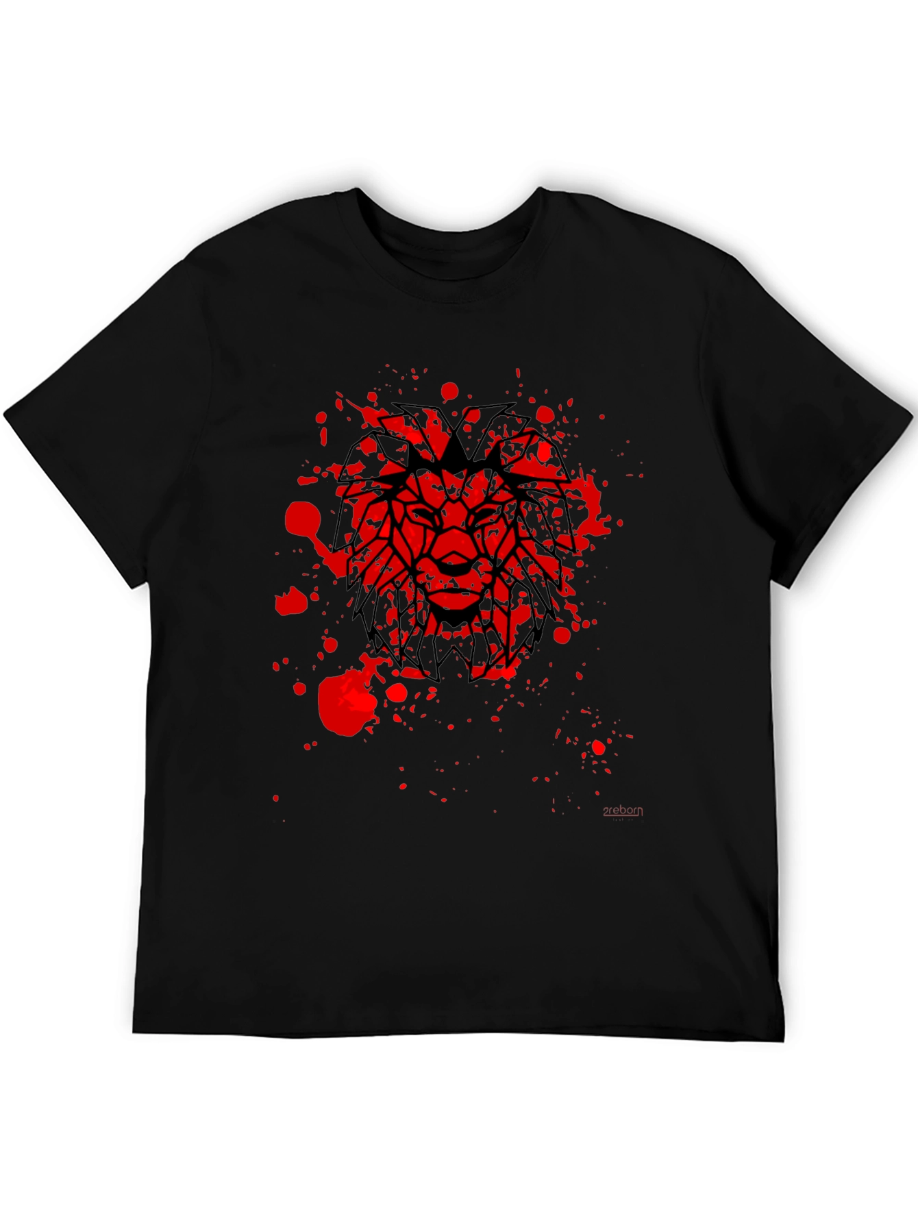 Lion Graphic Black T-Shirt - Geometric Bold Design