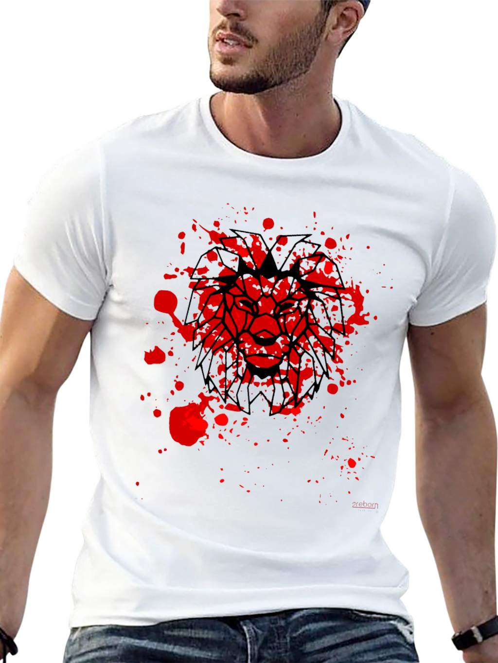 Lion Graphic Black T-Shirt - Geometric Bold Design