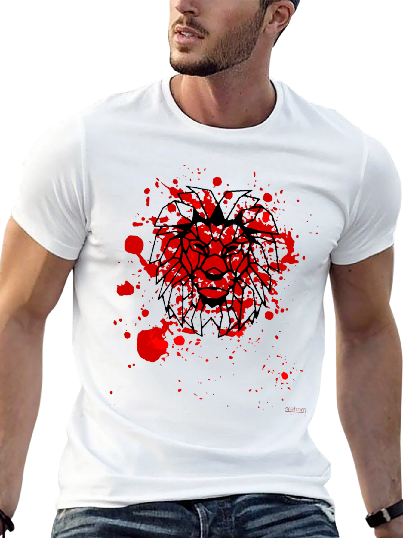 Lion Graphic Black T-Shirt - Geometric Bold Design