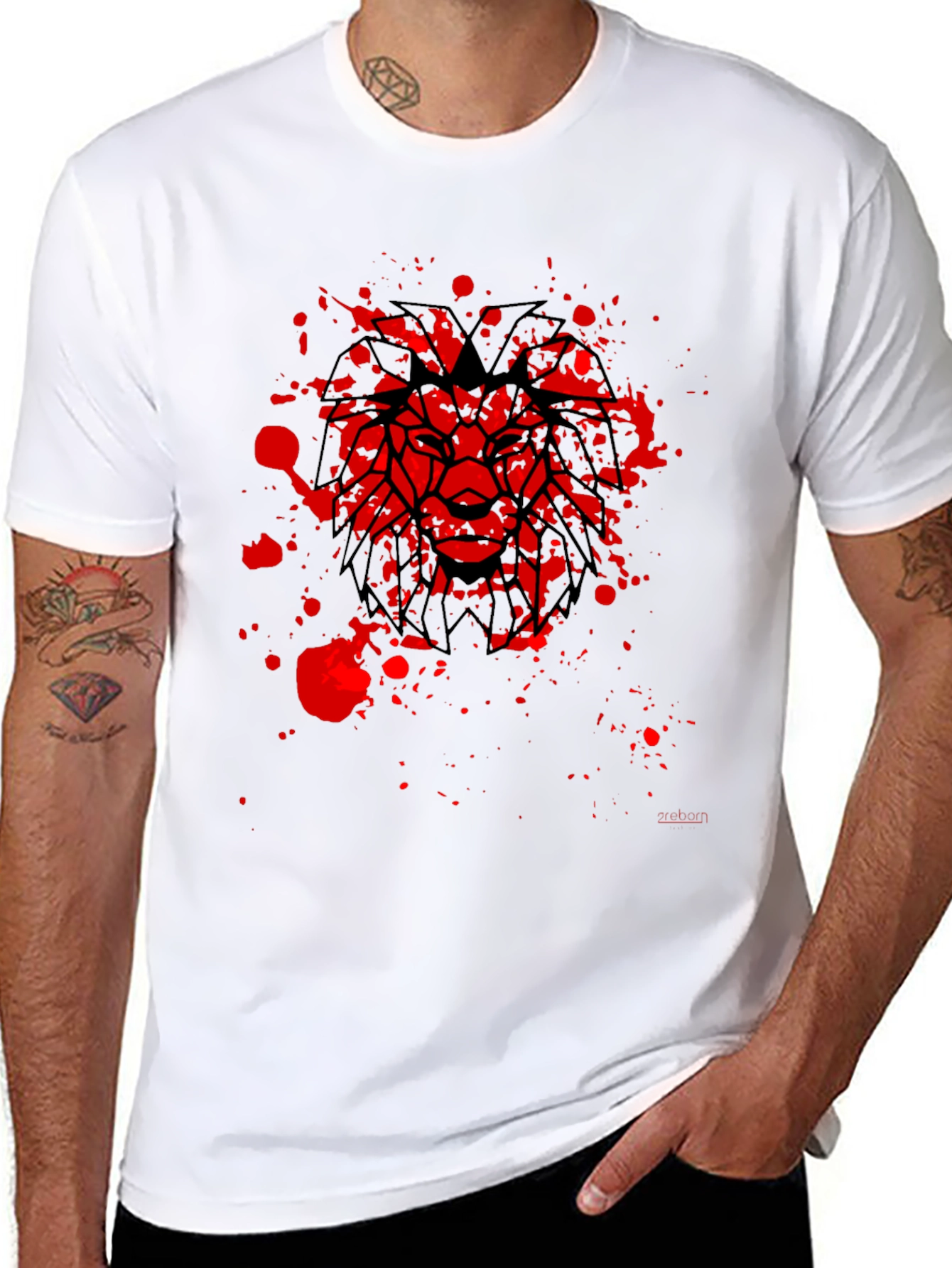 Lion Graphic Black T-Shirt - Geometric Bold Design