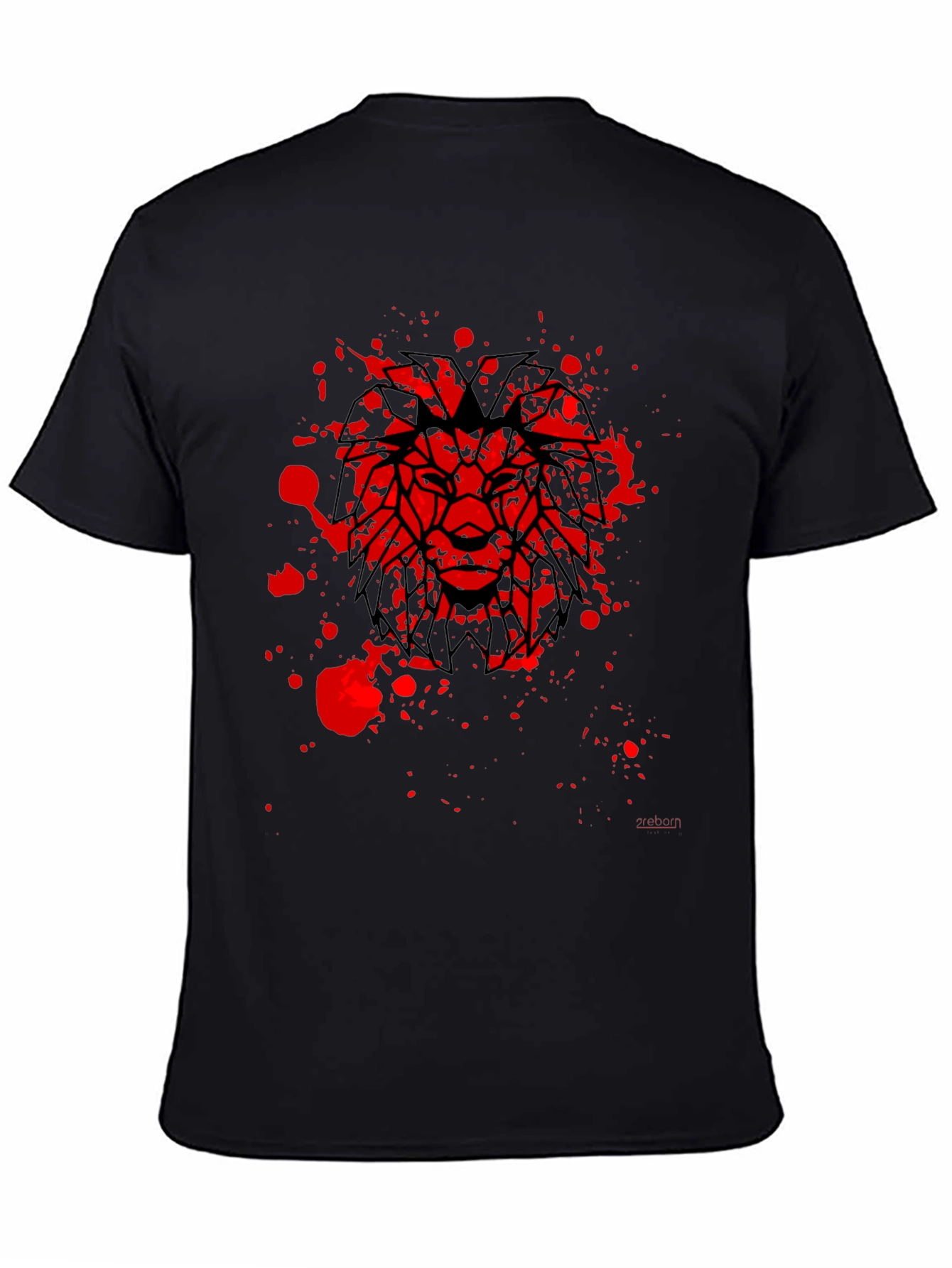 Lion Graphic Black T-Shirt - Geometric Bold Design