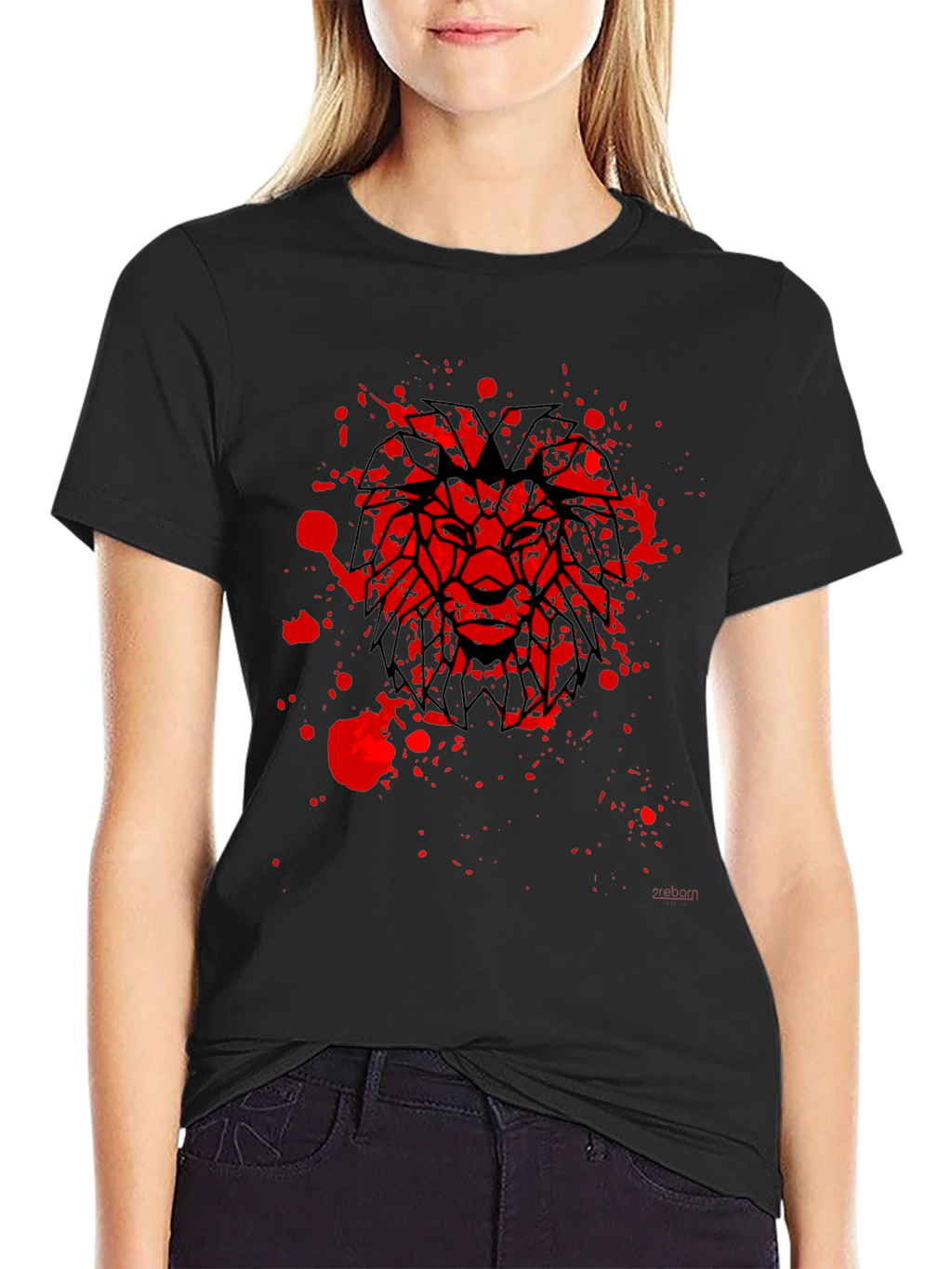 Lion Graphic Black T-Shirt - Geometric Bold Design