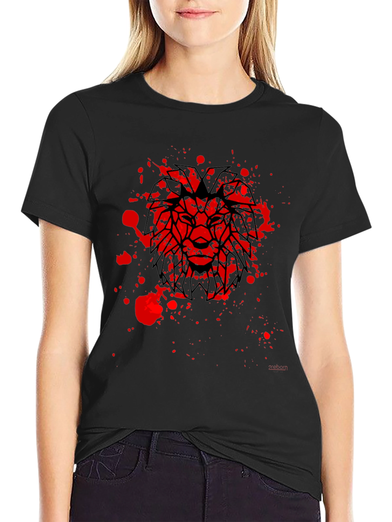 Lion Graphic Black T-Shirt - Geometric Bold Design