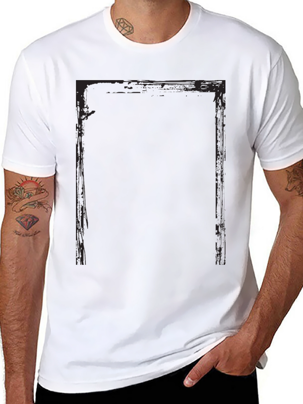 Distressed Frame Black T-Shirt