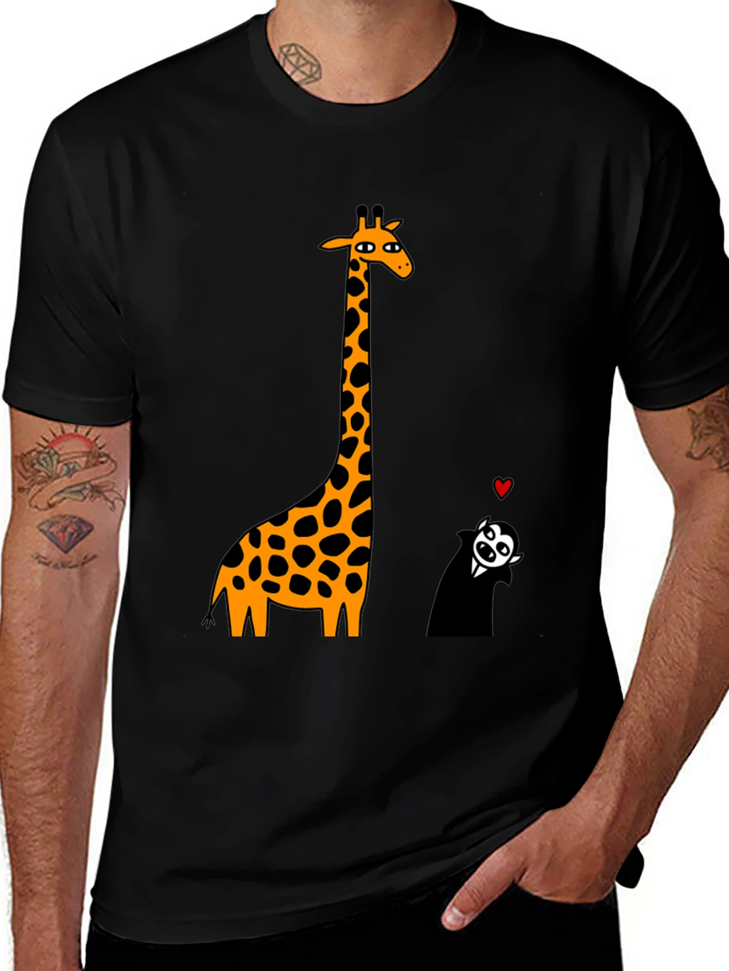Giraffe & Vampire Graphic Tee - Black