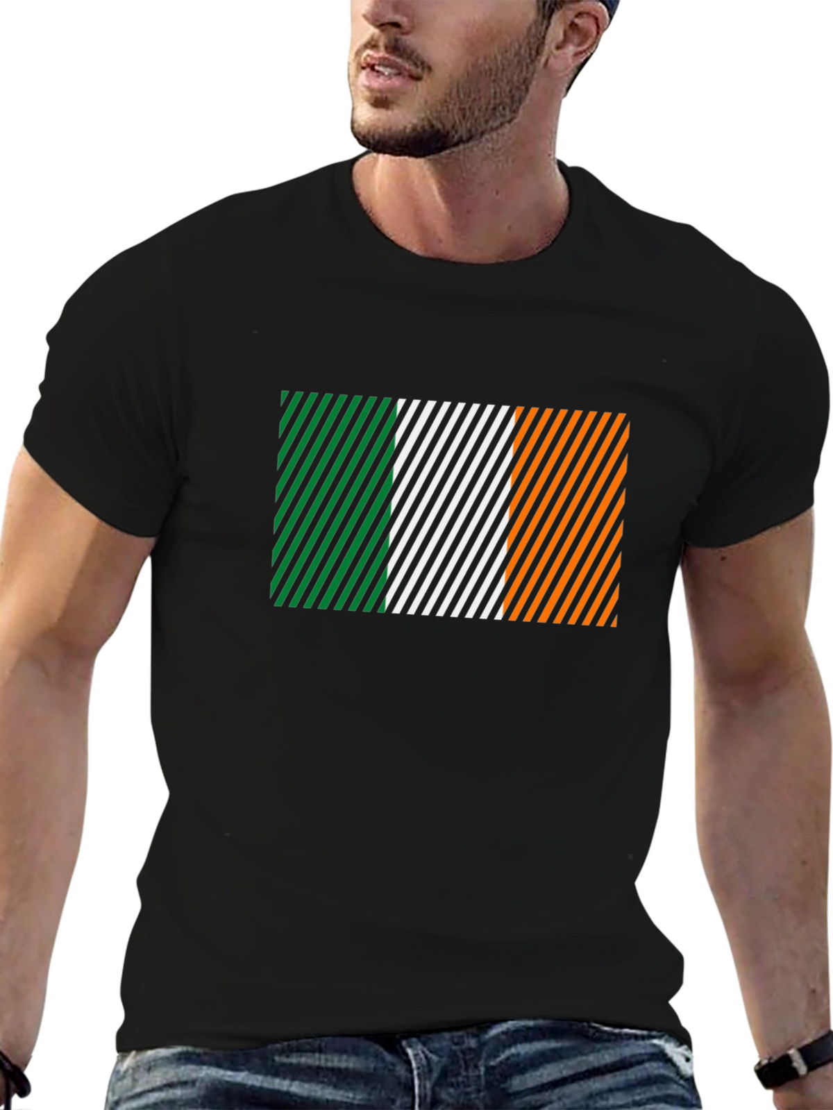 Irish Flag Diagonal Stripes Graphic Tee