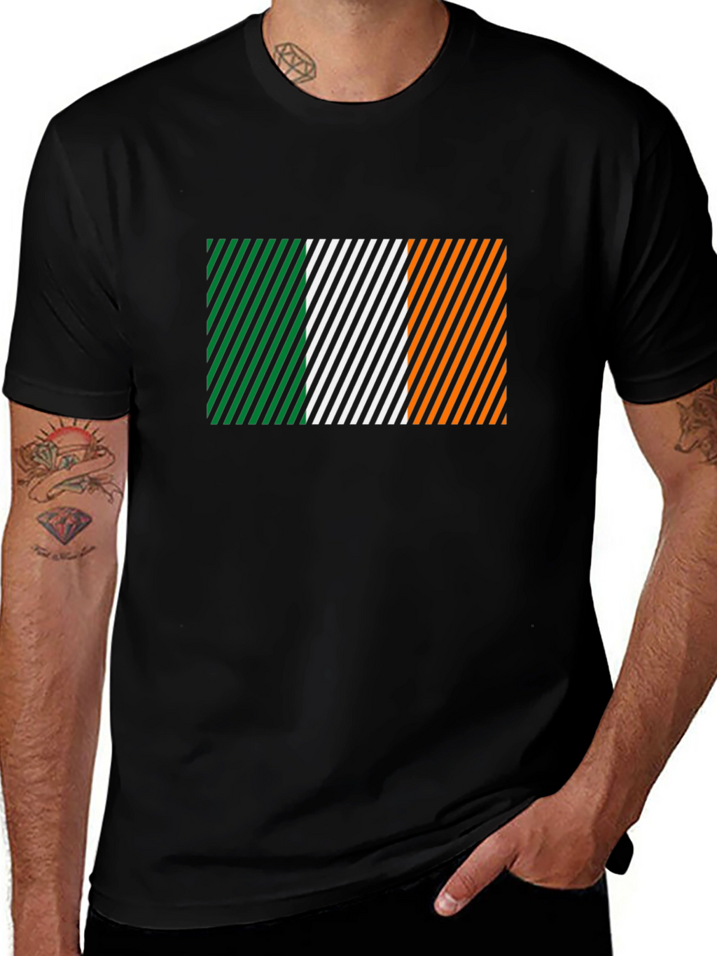 Irish Flag Diagonal Stripes Graphic Tee