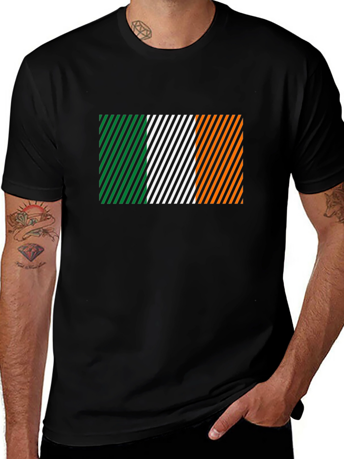 Irish Flag Diagonal Stripes Graphic Tee